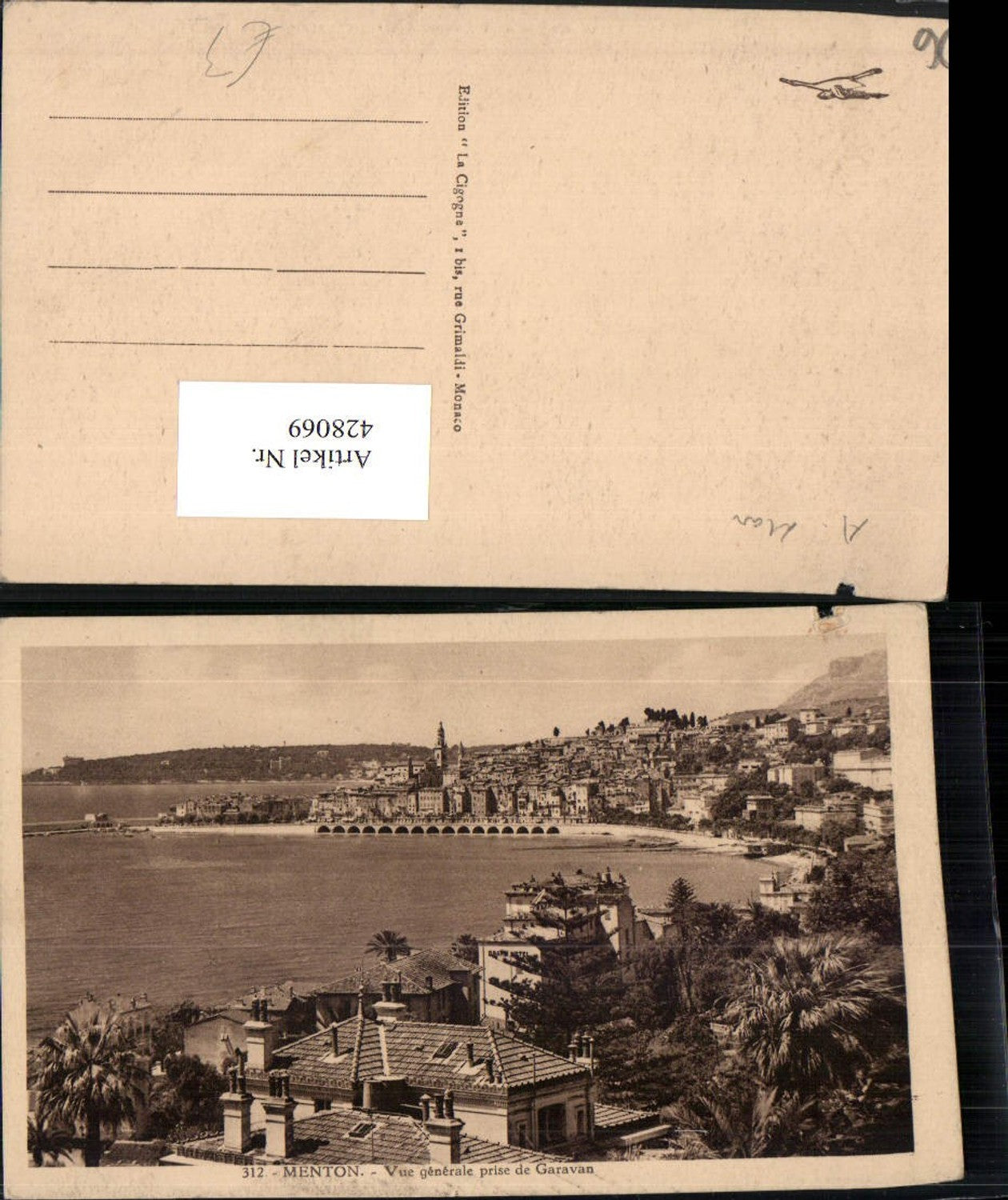 428069,Provence-Alpes-Cote-Azur Alpes-Maritimes Menton Vue generale prise de Garavan Totale