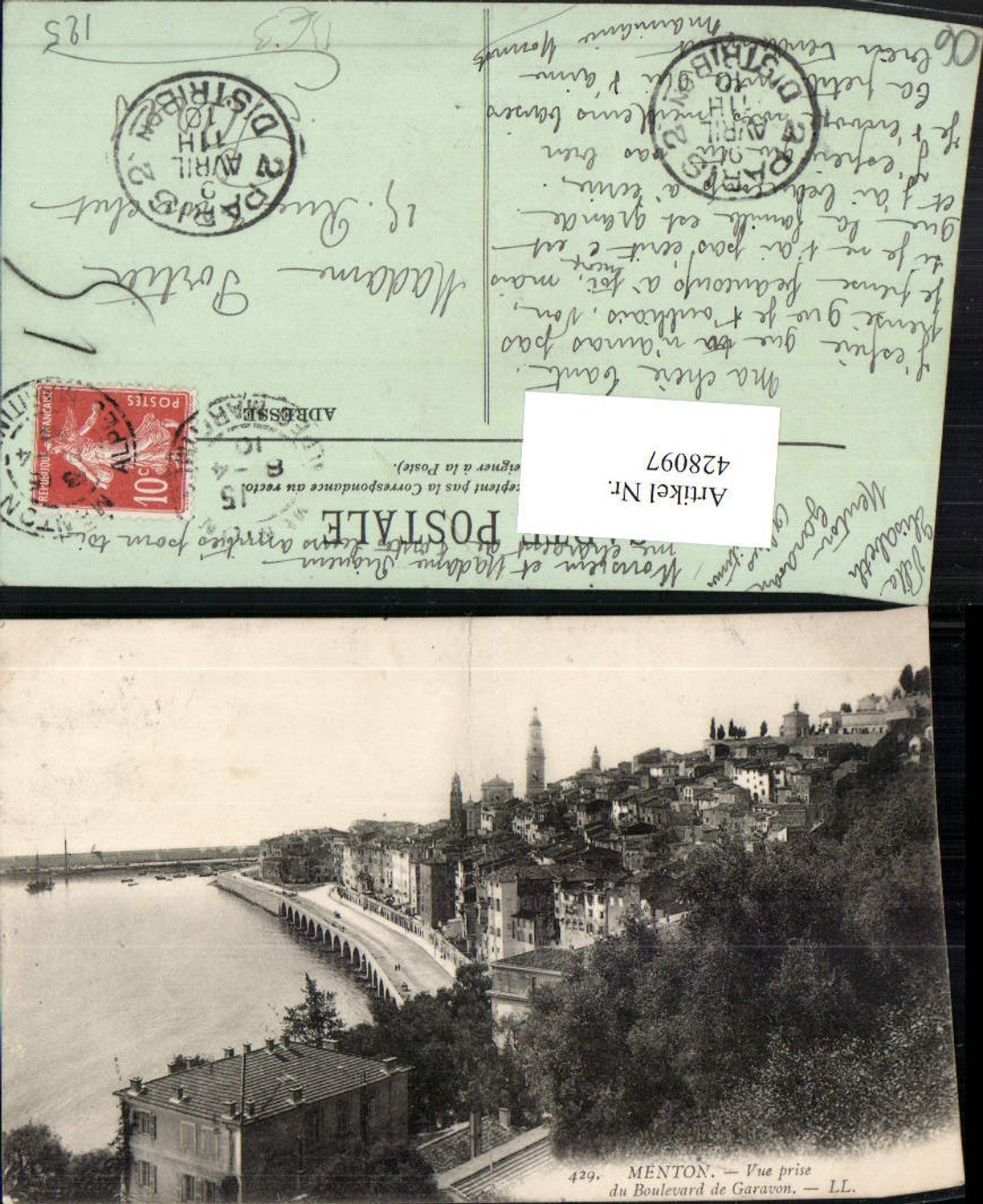 428097,Provence-Alpes-Cote-Azur Alpes-Maritimes Menton Vue prise du Boulevard Garavon Totale