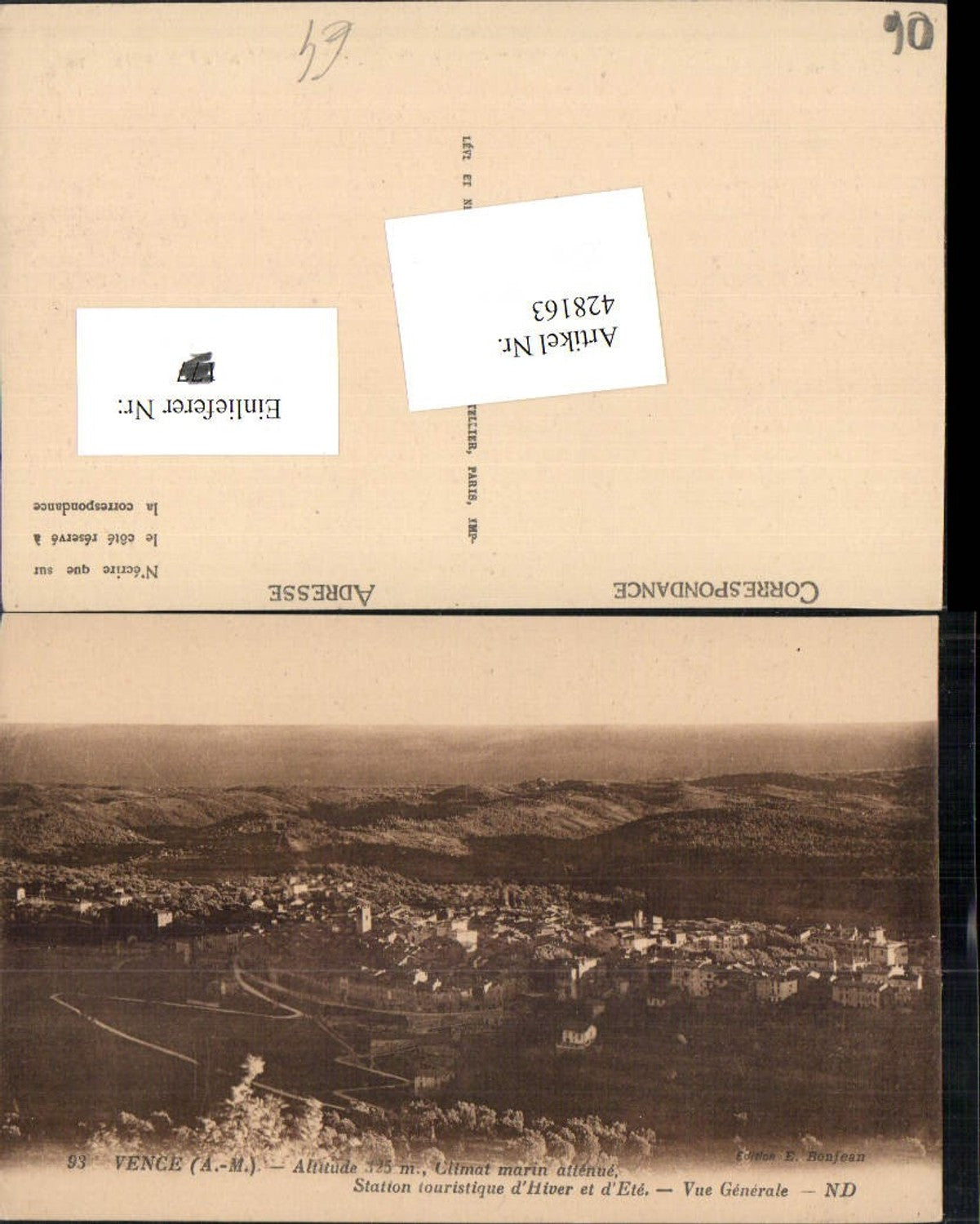 428163,Provence-Alpes-Cote-Azur Alpes Maritimes Vence Vue Generale Totale