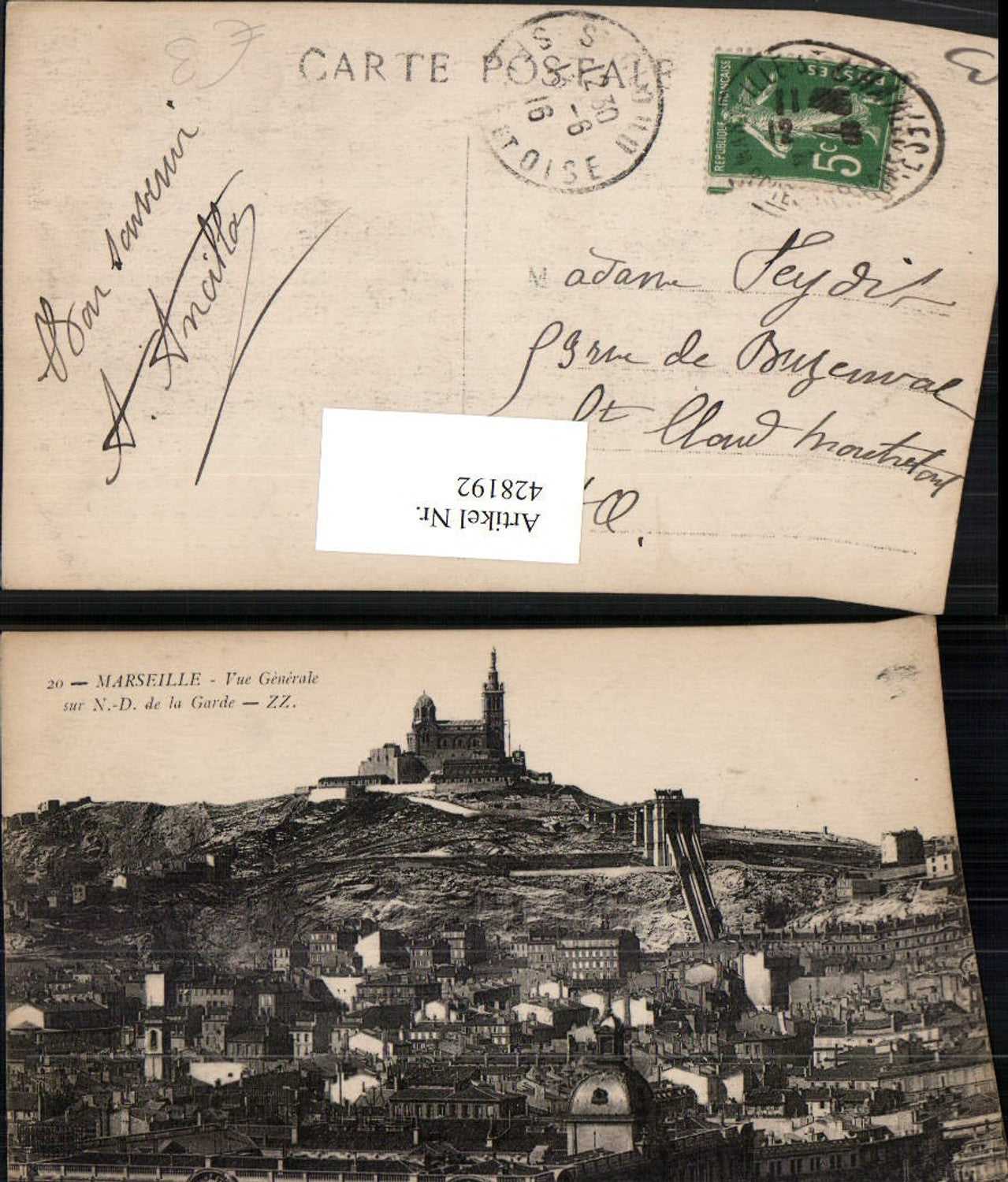 428192,Provence-Alpes-Cote-Azur Bouches-de-Rhone Marseille Vue Generale sur Notre-Dame