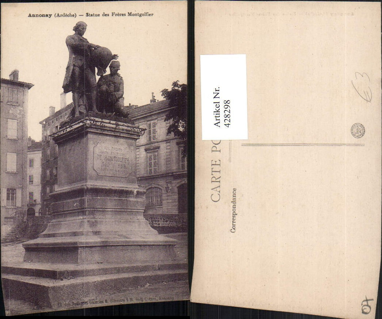 428298,Rhone-Alpes Ardeche Annonay Statue des Freres Montgolfier Denkmal