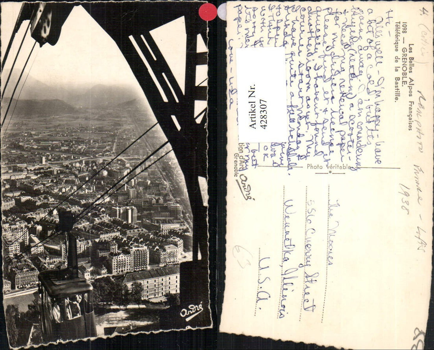 428307,Rhone-Alpes Isere Grenoble Teleferique de la Bastille Teilansicht Seilbahn