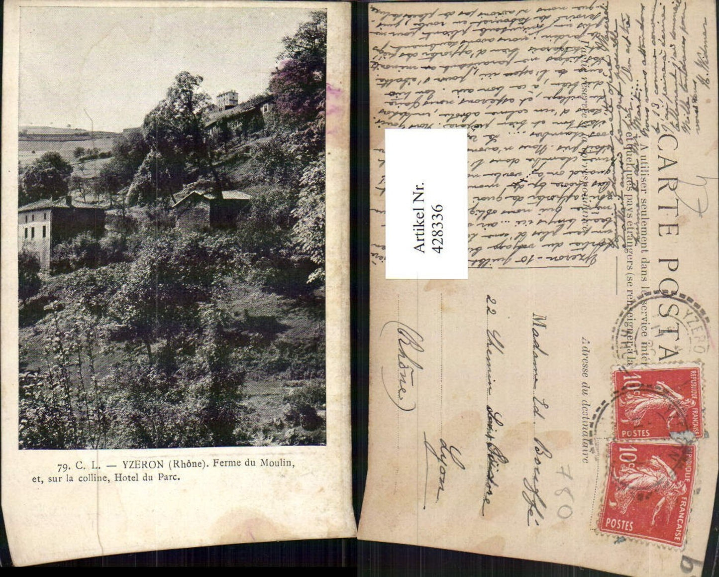 428336,Rhone-Alpes Rhone Yerzon Ferme du Moulin et sur la colline Hotel du Parc