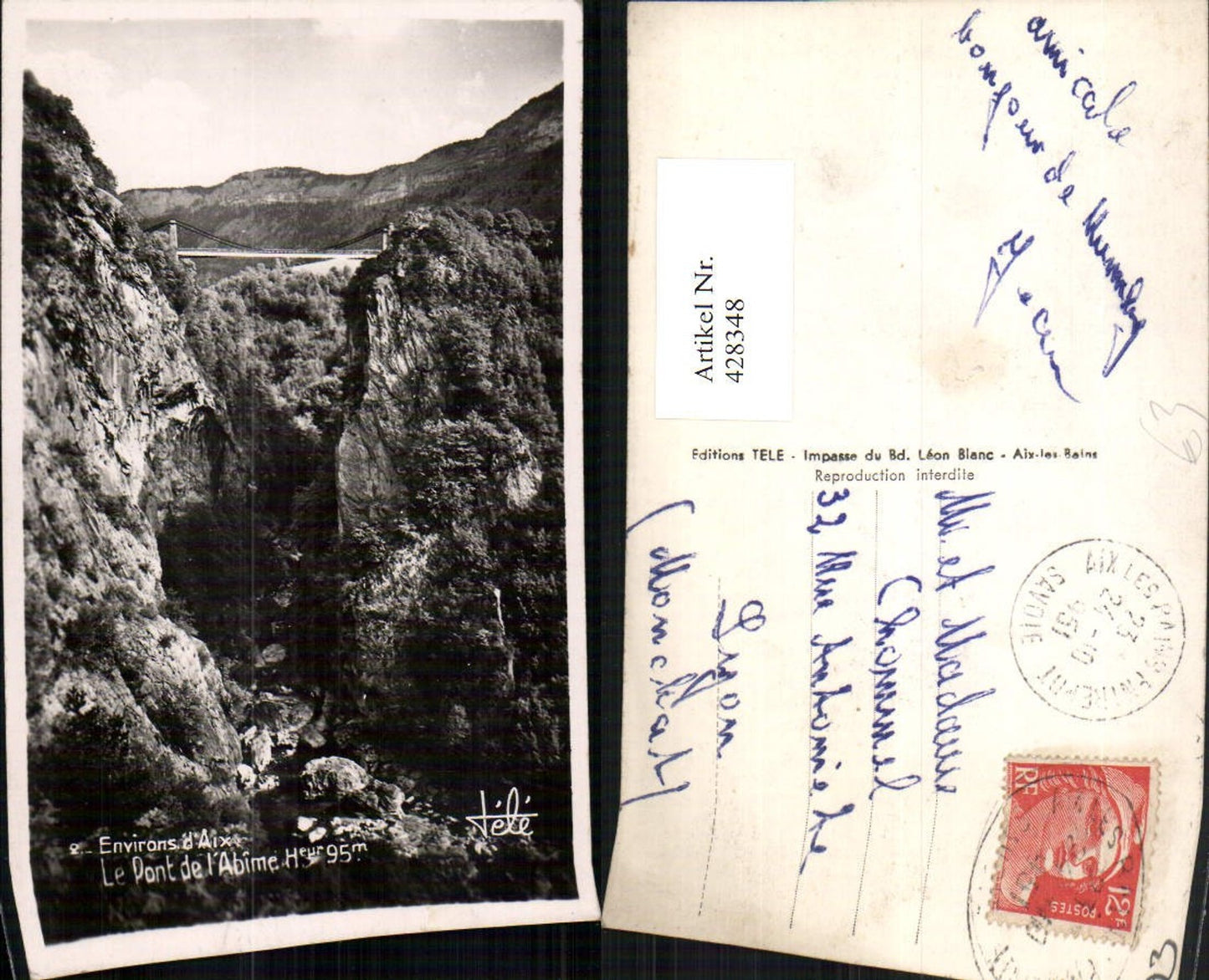 428348,Rhone-Alpes Savoie Aix Le Pont de l'Abime Brücke Schlucht