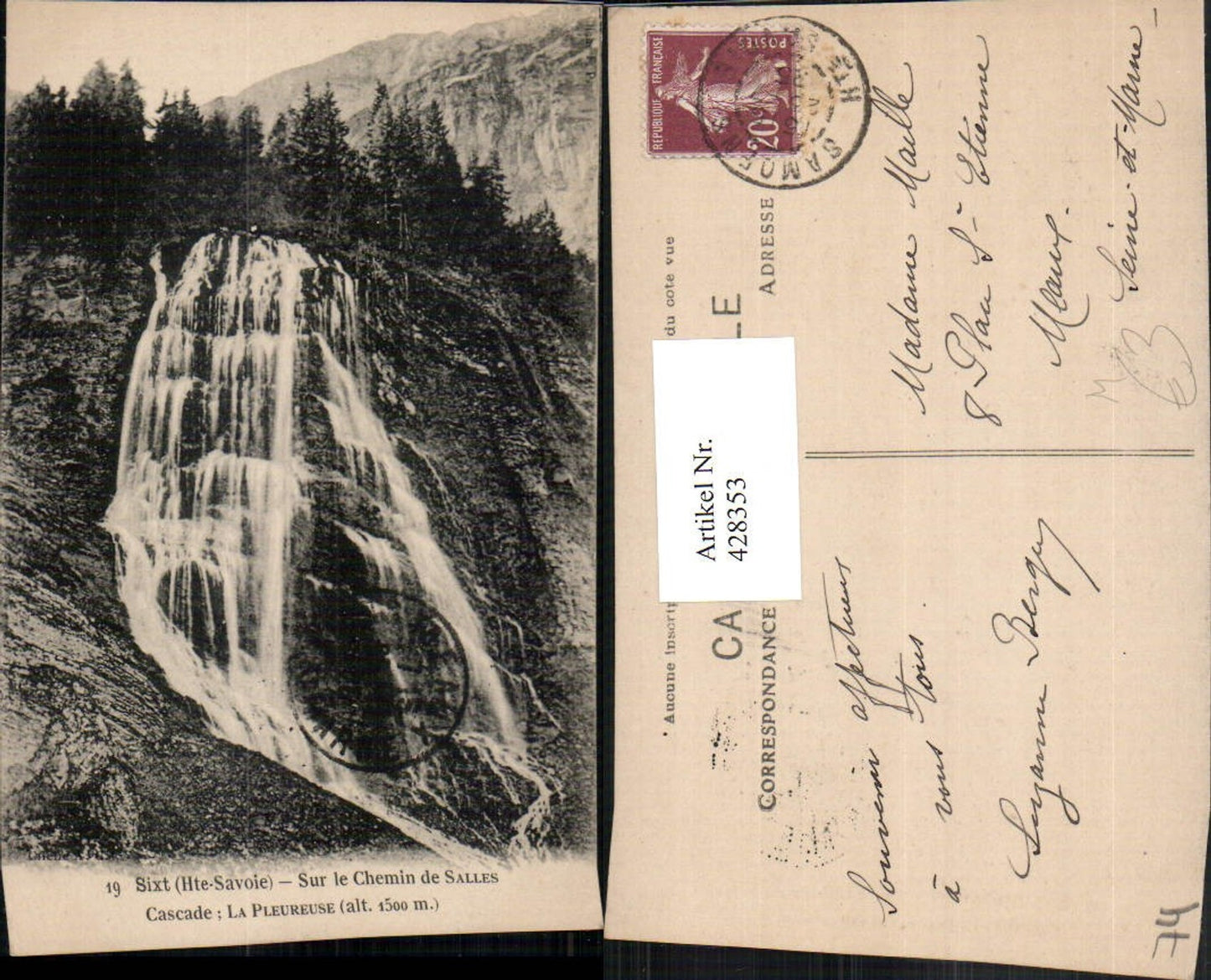 428353,Rhone-Alpes Haute-Savoie Sixt Sur le Chemin de Salles Cascade Wasserfall