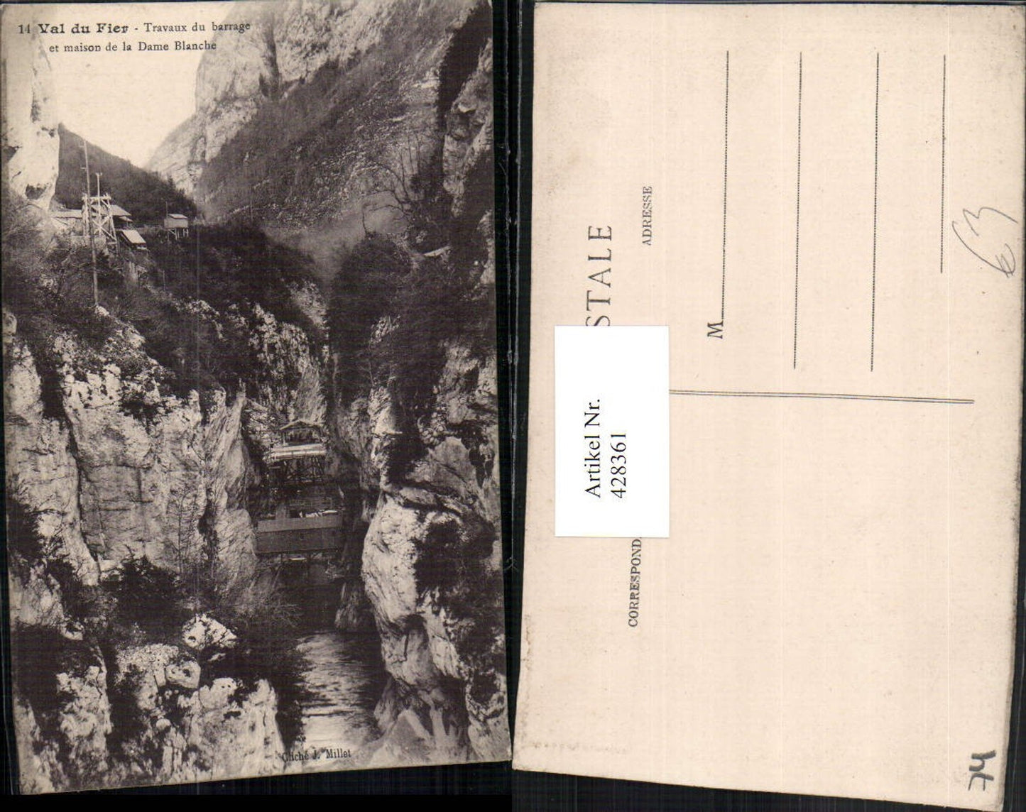 428361,Rhone-Alpes Haute-Savoie Val du Fier Travaux du barrage et maison de la Dame blanche