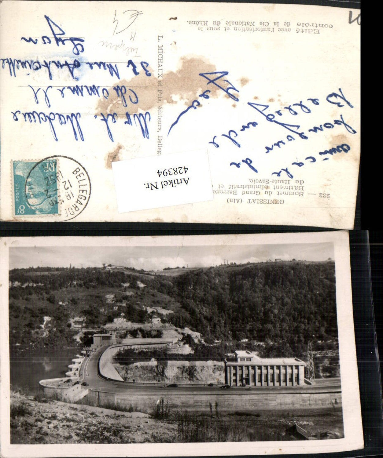 428394,Rhone-Alpes Ain Genissiat Sommet du Grand Barrage Talsperre Damm