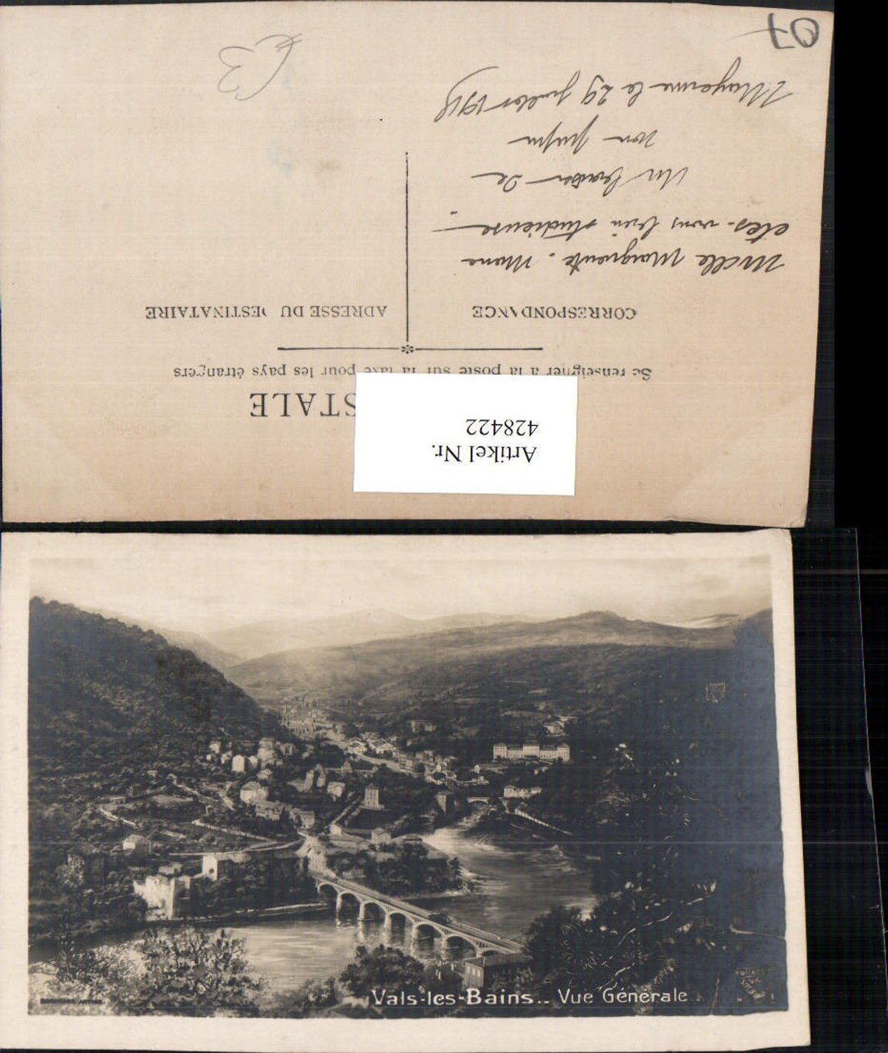 428422,Rhone-Alpes Ardeche Vals-les-Bains Vue Generale Totale Brücke