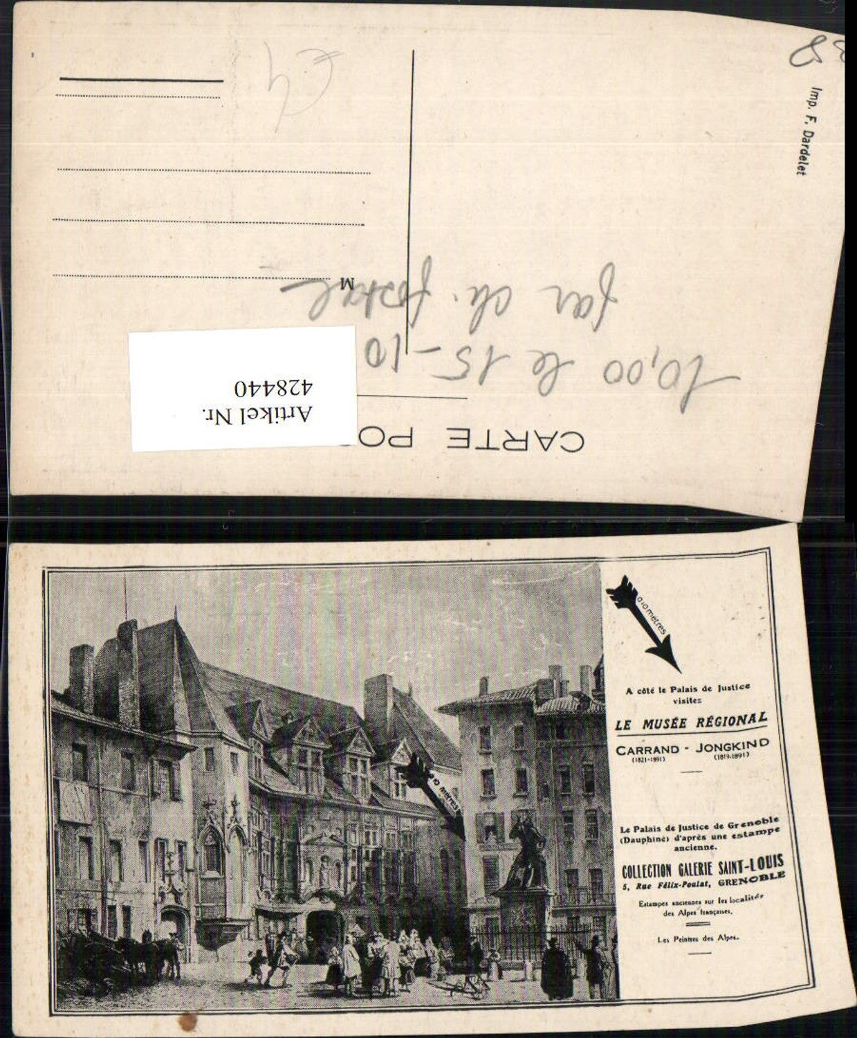 428440,Künstler AK Rhone-Alpes Isere Grenoble Le Palais de Justice Justizpalast