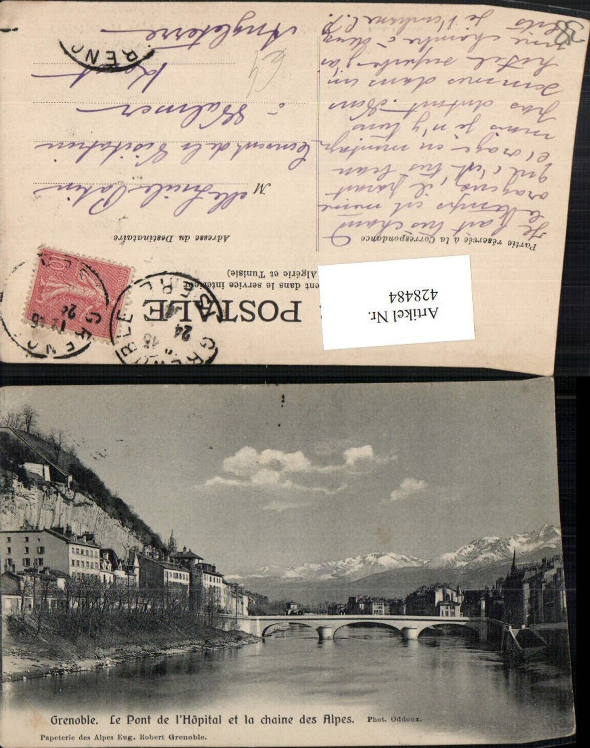 428484,Rhone-Alpes Isere Grenoble Pont de l'Hopital Brücke Bergkulisse