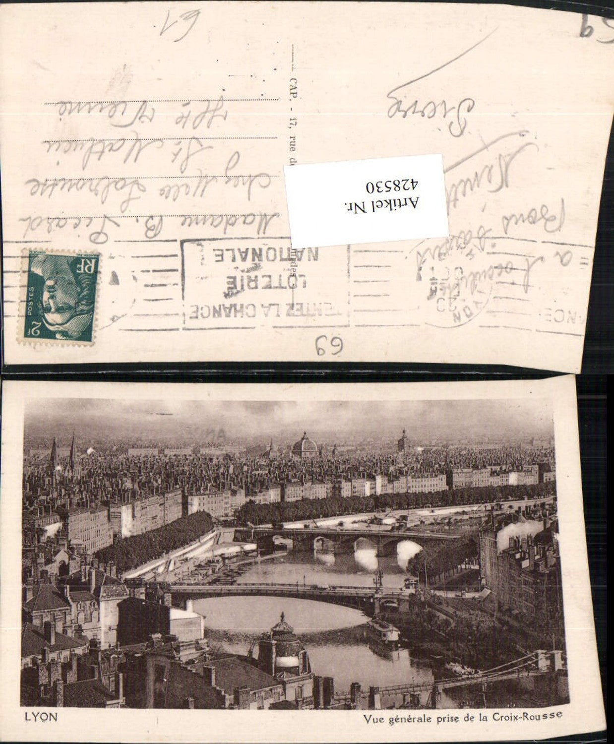 428530,Rhone-Alpes Rhone Lyon Vue generale prise de la Croix-Rousse Teilansicht