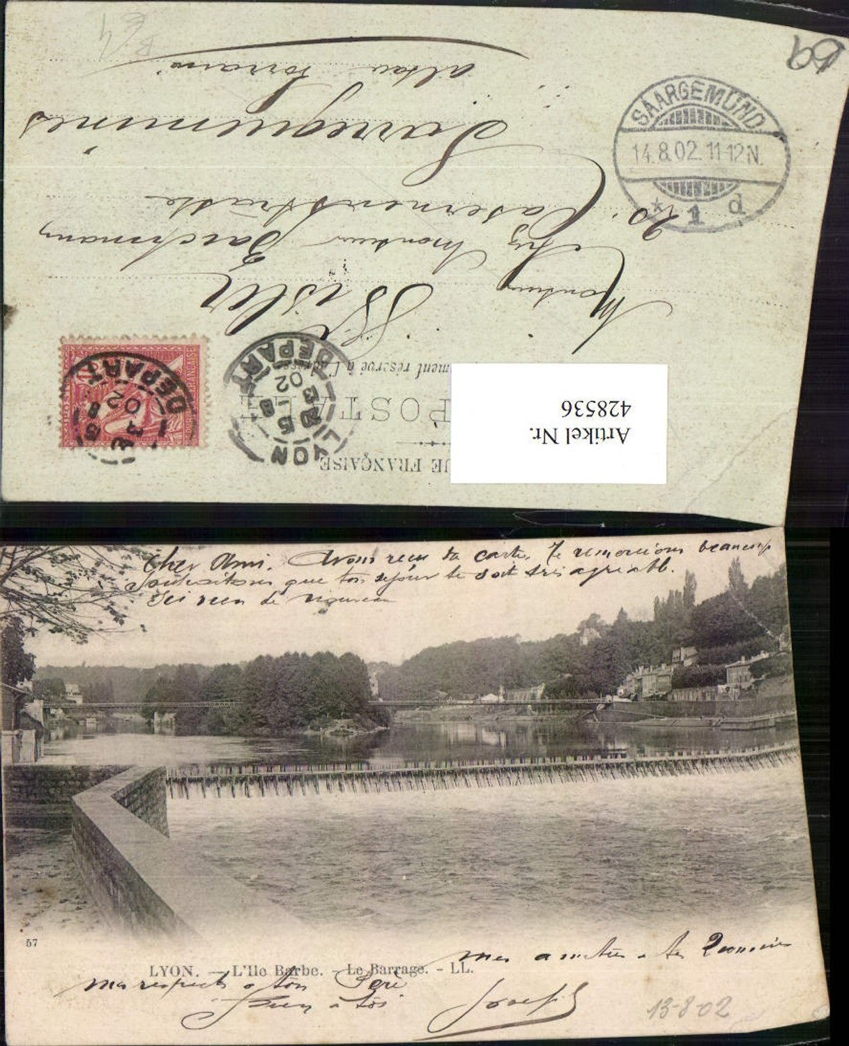 428536,Rhone-Alpes Rhone Lyon L'Ile Barbe Le Barrage Wehr Brücke