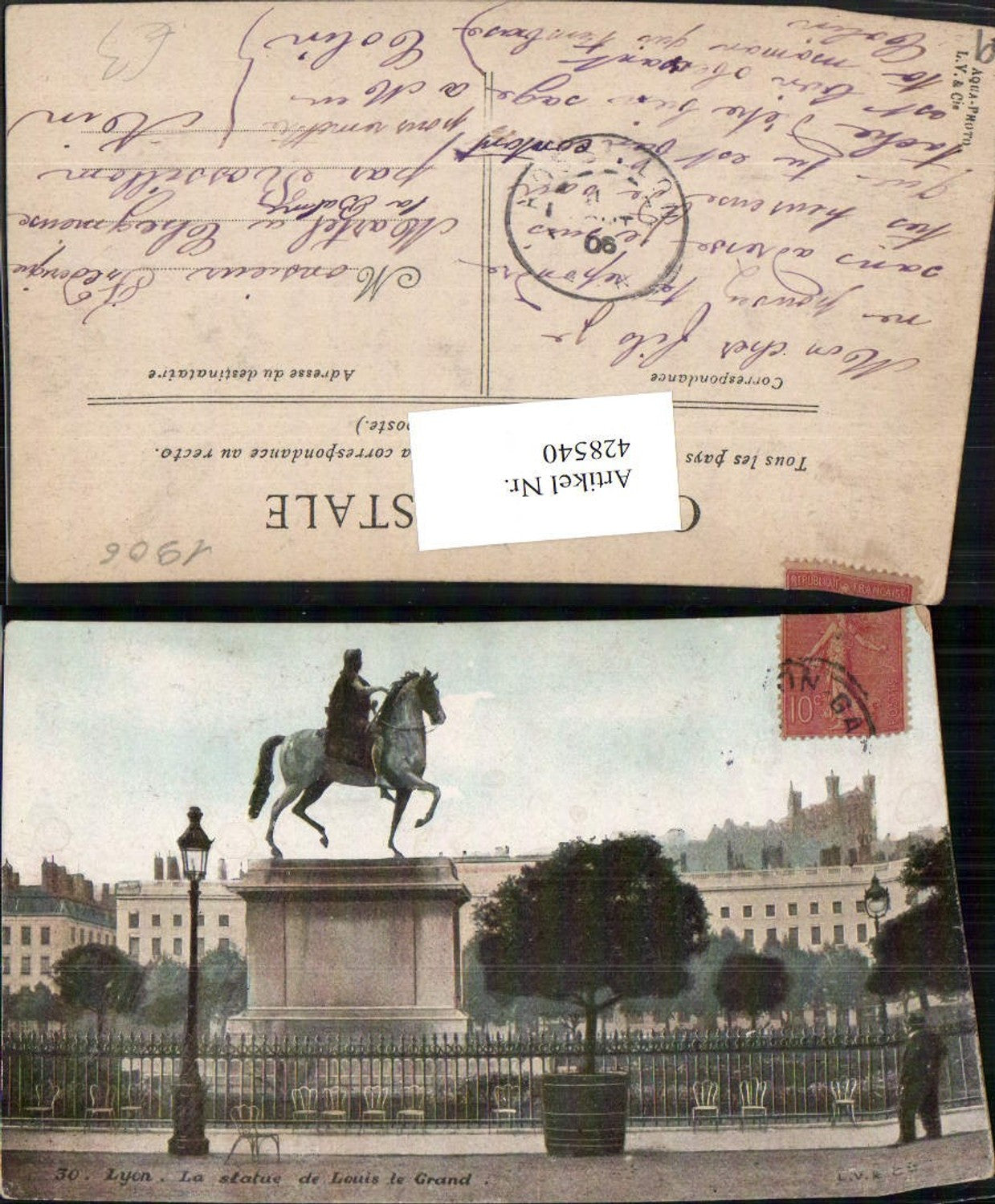 428540,Rhone-Alpes Rhone Lyon La Statue de Louis le Grand Denkmal
