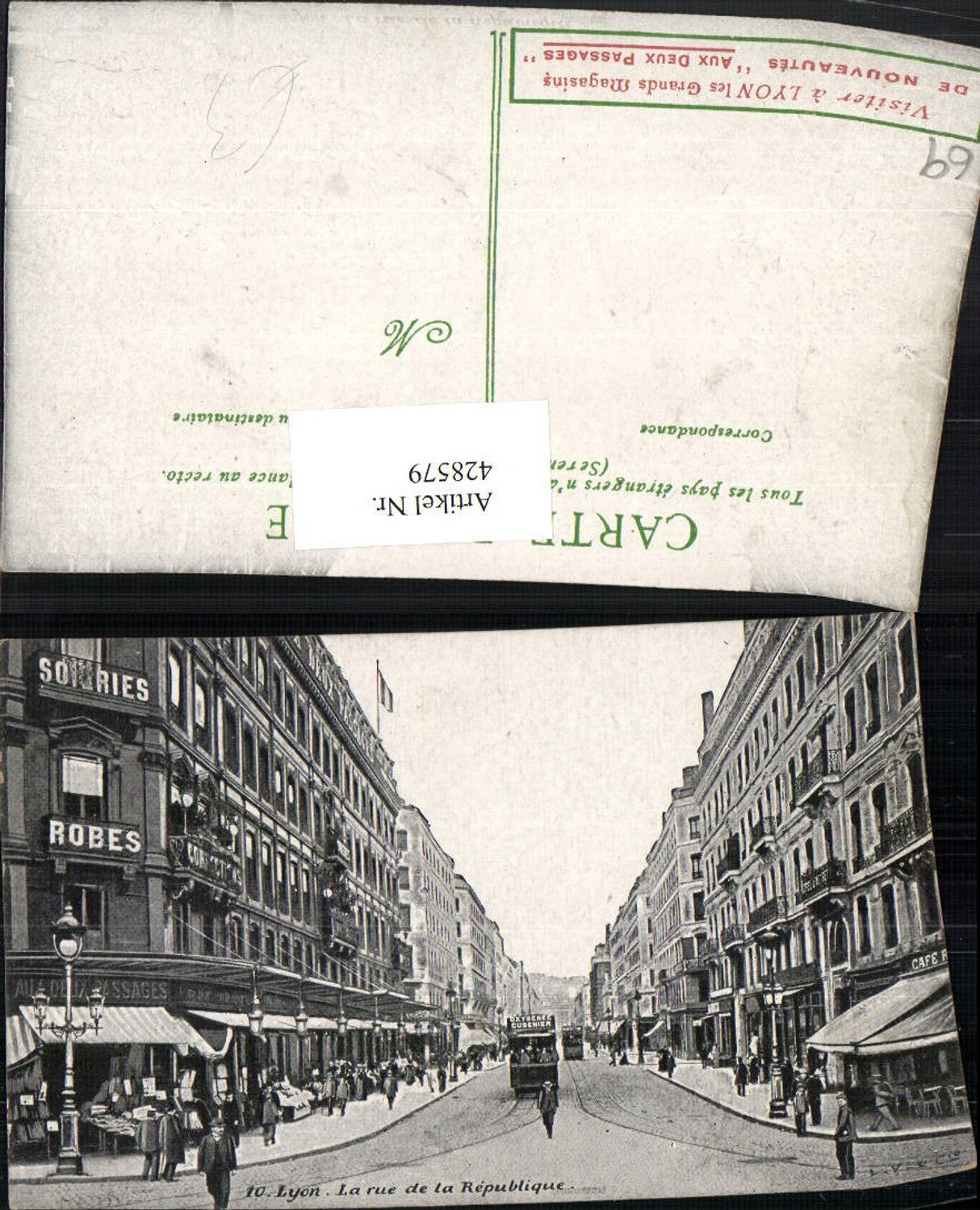 428579,Rhone-Alpes Rhone Lyon La rue de la Republique Straßenansicht