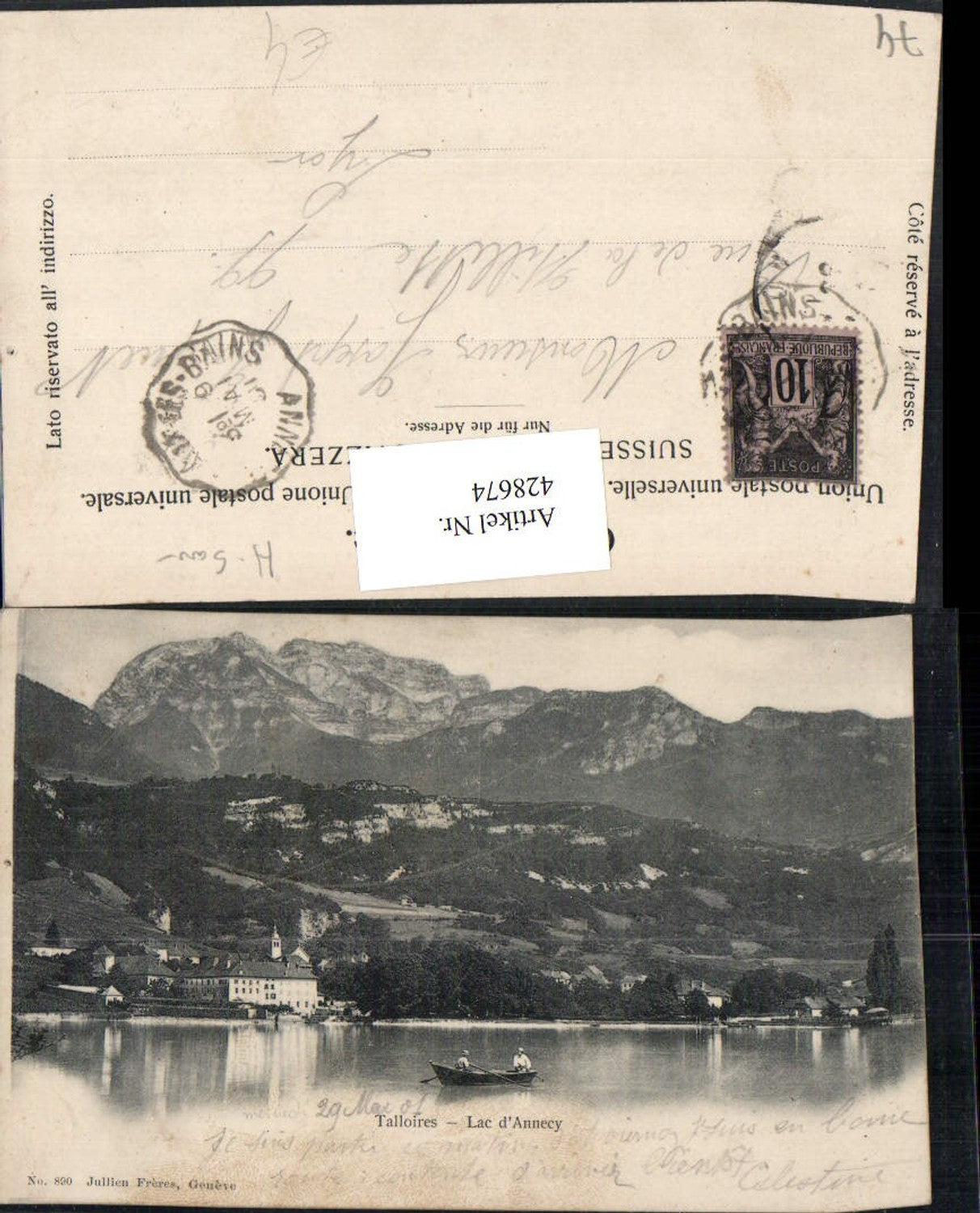 428674,Rhone-Alpes Haute-Savoie Talloires Lac d'Annecy See Abtei Bergkulisse