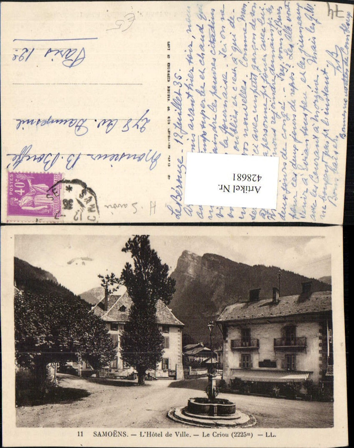 428681,Rhone-Alpes Haute-Savoie Samoens L'Hotel de Ville Le Criou Rathaus Brunnen