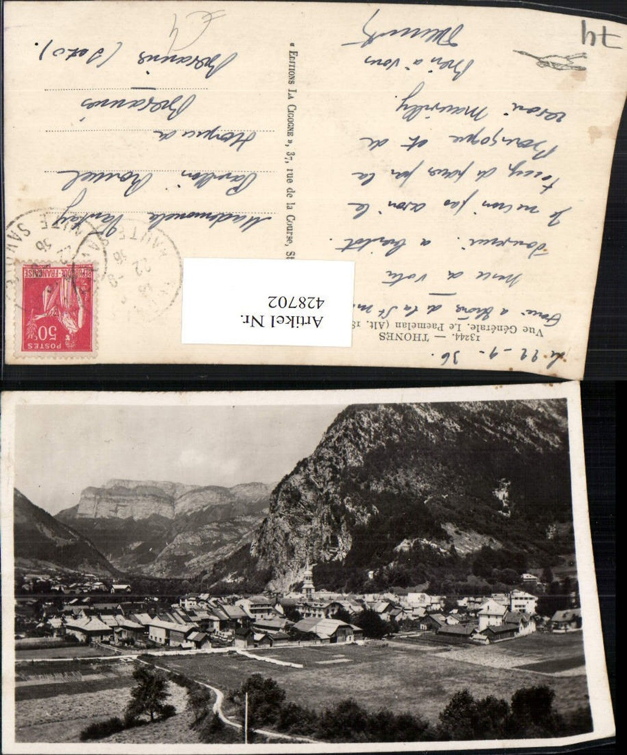 428702,Rhone-Alpes Haute-Savoie Thones Vue Generale Le Paemelan Totale