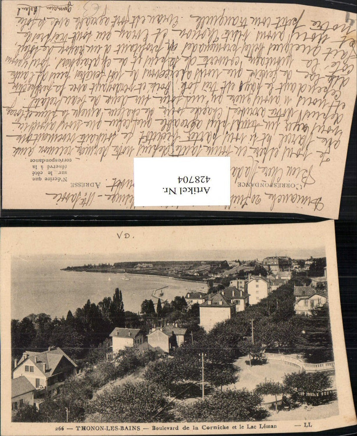 428704,Rhone-Alpes Haute-Savoie Thonon-les-Bains Boulevard de la Corniche et le Lac Leman