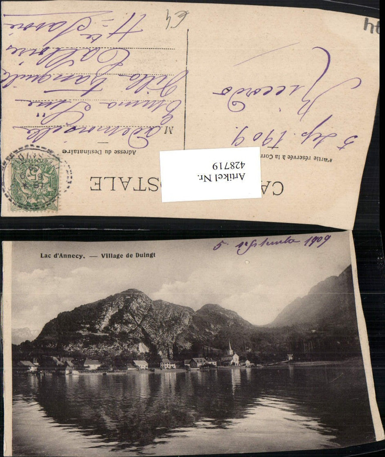 428719,Rhone-Alpes Haute-Savoie Lac d'Annecy Village de Duingt Totale Bergkulisse