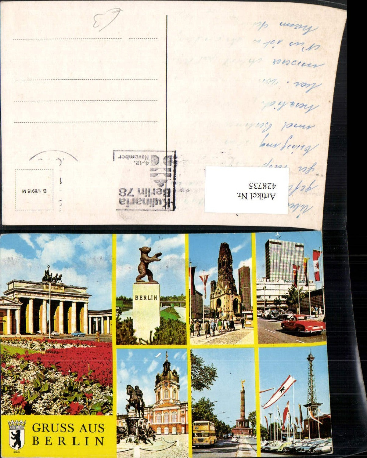 428735,Berlin Brandenburger Tor Statue Säule Mehrbildkarte