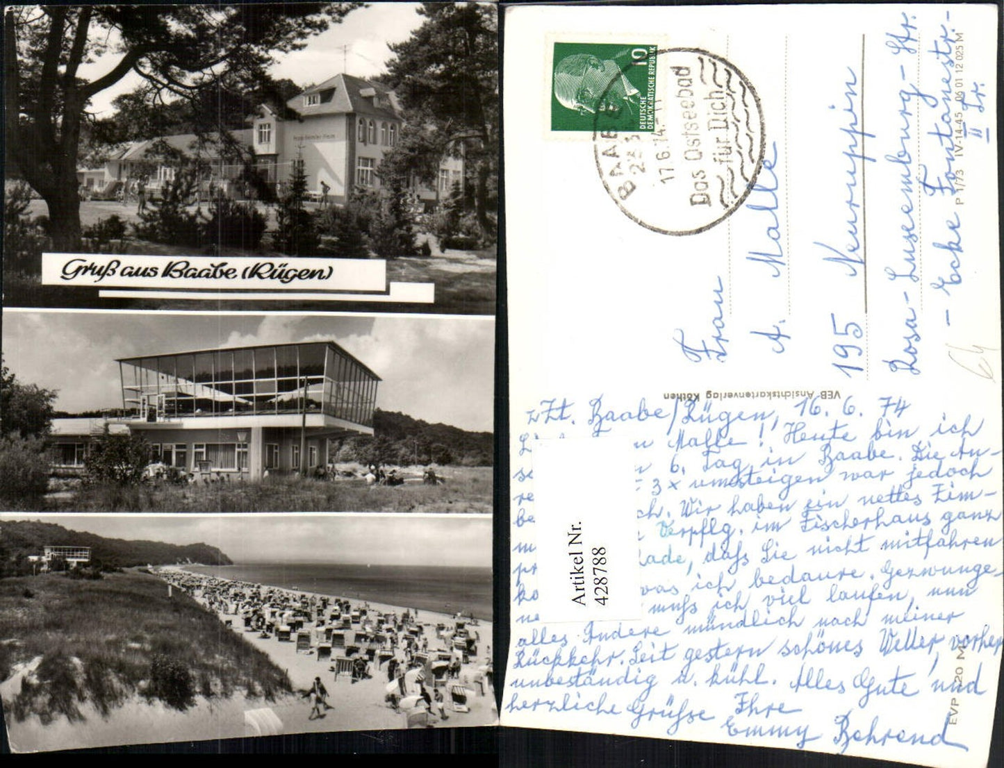 428788,Gruß aus Baabe auf Rügen Strand Heim Mehrbildkarte