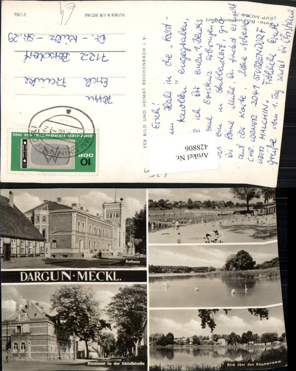 428806,Dargun Rathaus Freibad Postamt Mehrbildkarte pub VEB