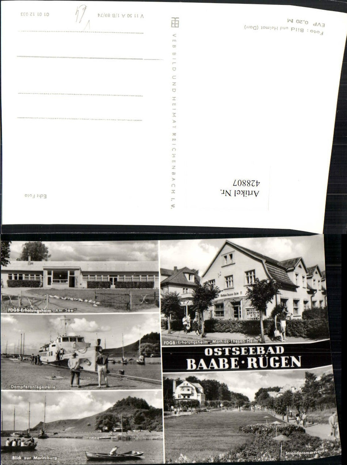 428807,Ostseebad Baabe auf Rügen Dampfer Erholungsheim Mehrbildkarte pub VEB