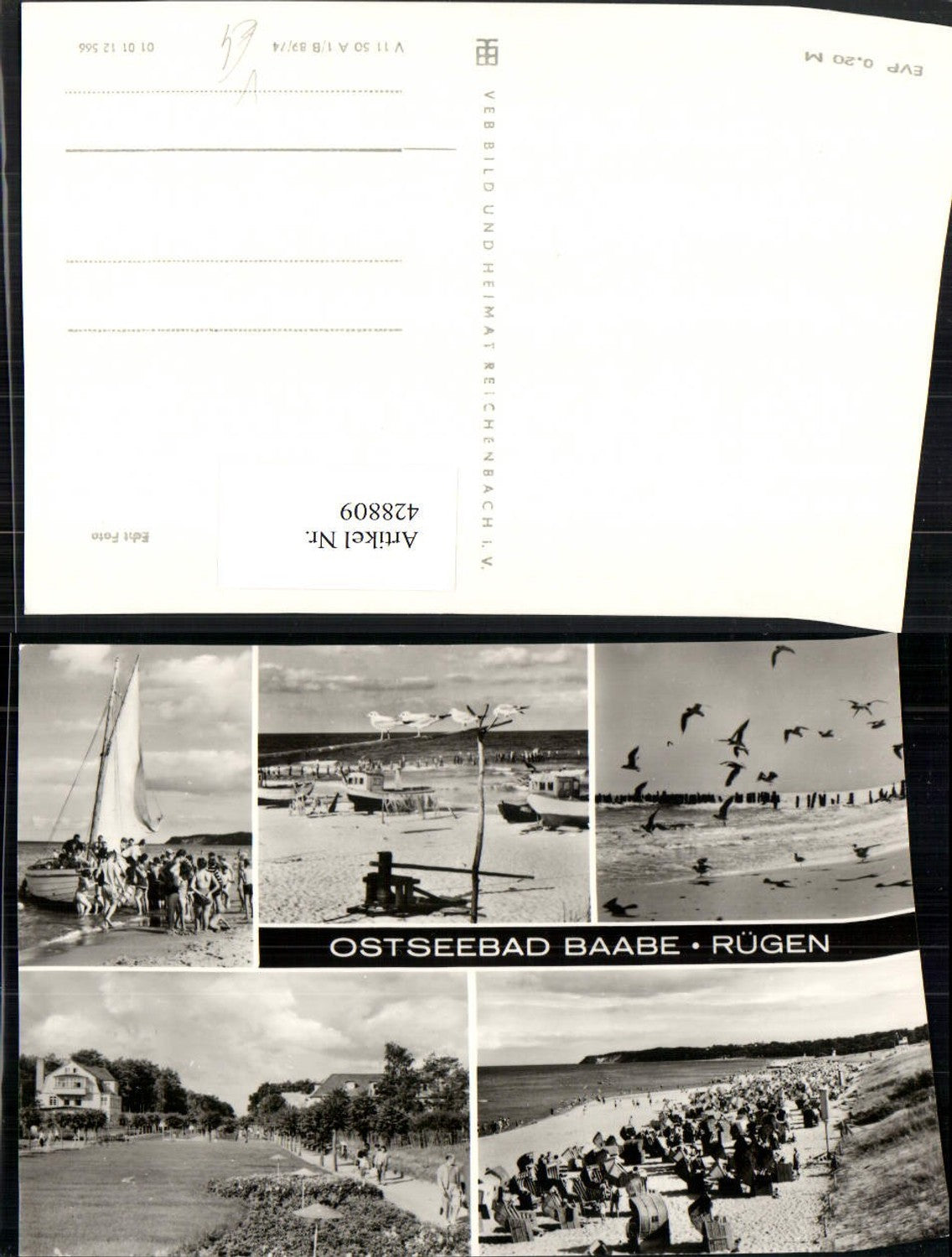 428809,Ostseebad Baabe auf Rügen Strand Strandleben Mehrbildkarte pub VEB
