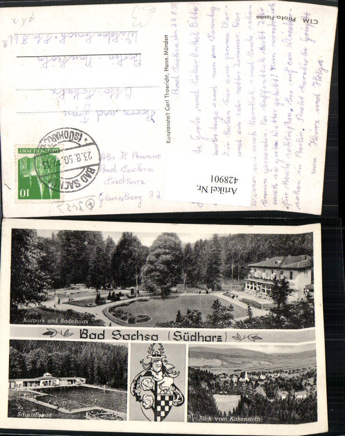 428901,Bad Sachsa Totale Kurpark Badehaus Freibad Mehrbildkarte