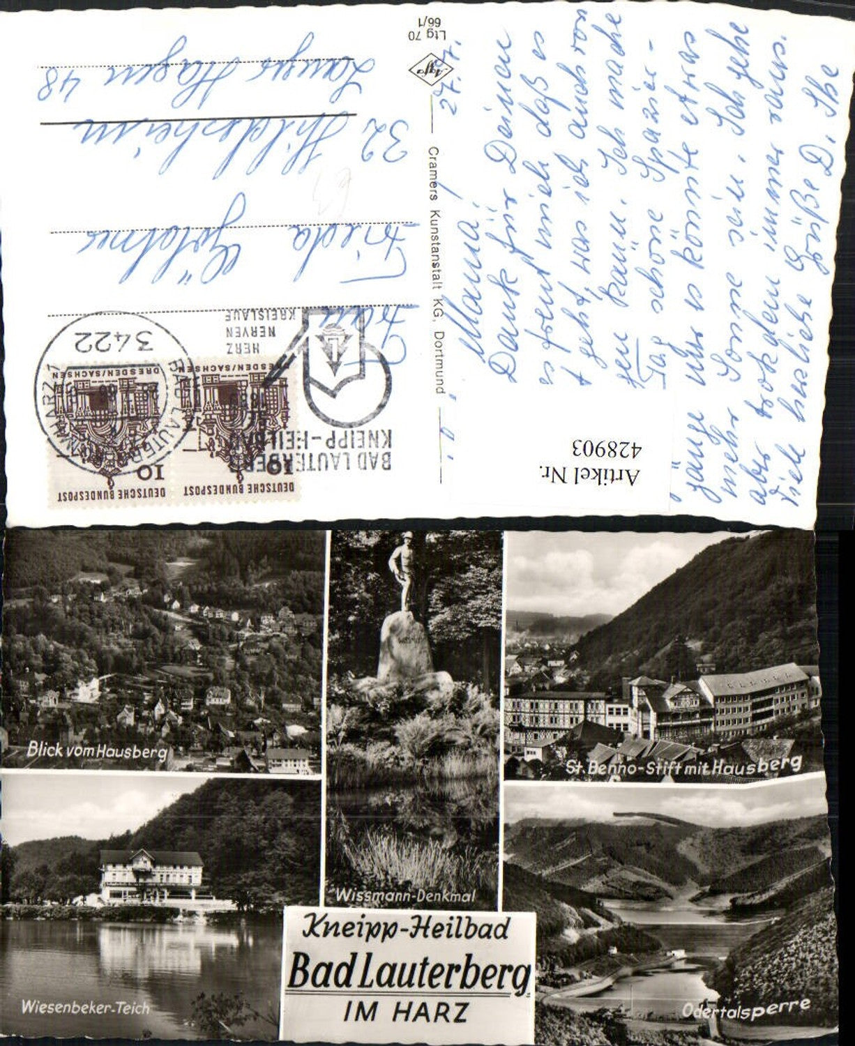 428903,Bad Lauterberg im Harz Totale Wissmann-Denkmal Talsperre Mehrbildkarte