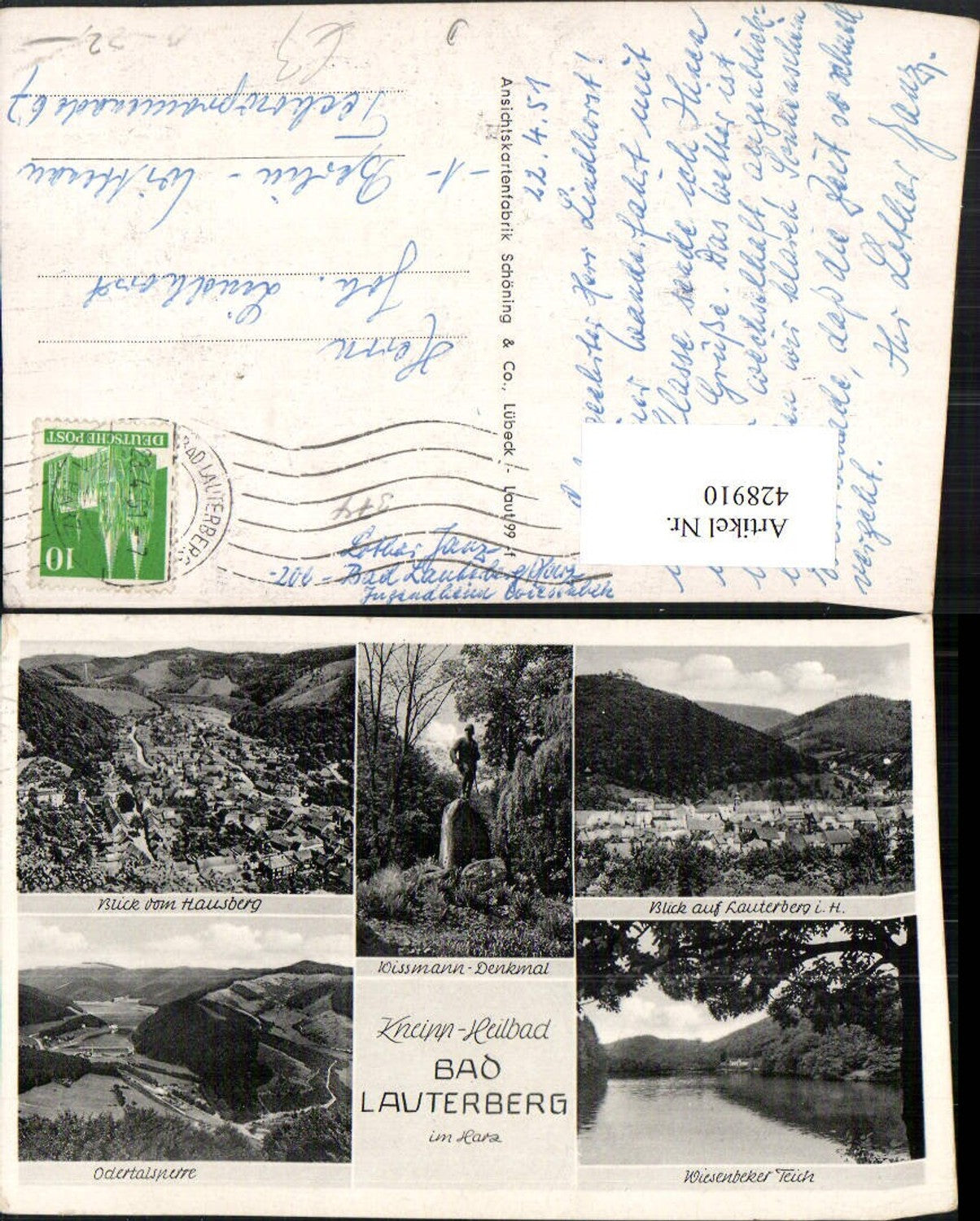 428910,Bad Lauterberg im Harz Totale Wissmann-Denkmal Teich Mehrbildkarte