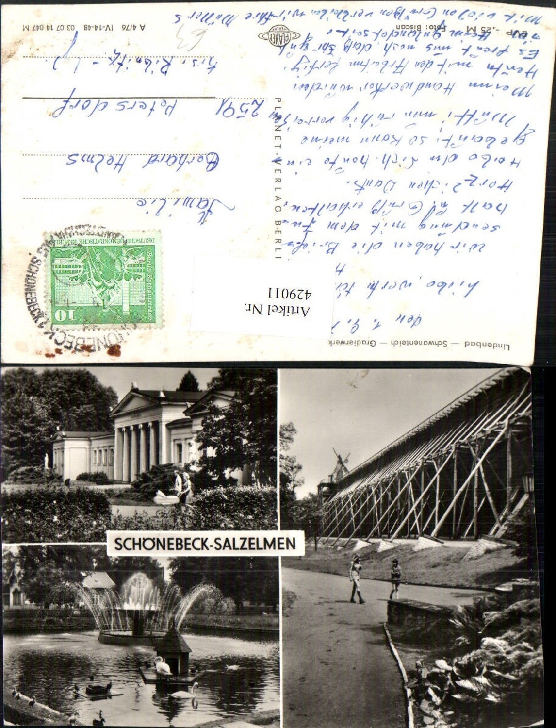 429011,Schönebeck Salzelmen Gradierwerk Lindenbad Teich Mehrbildkarte