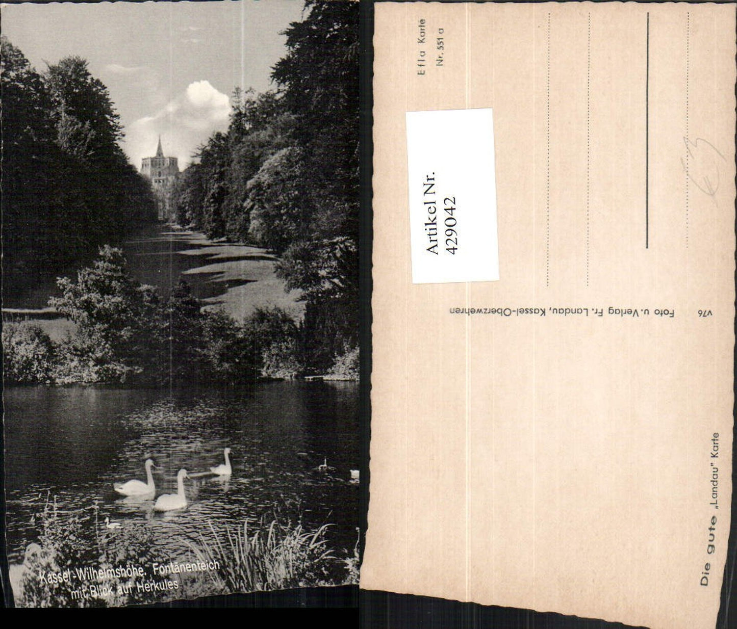 429042,Kassel Wilhelmshöhe Fontänenteich m. Blick auf Herkules