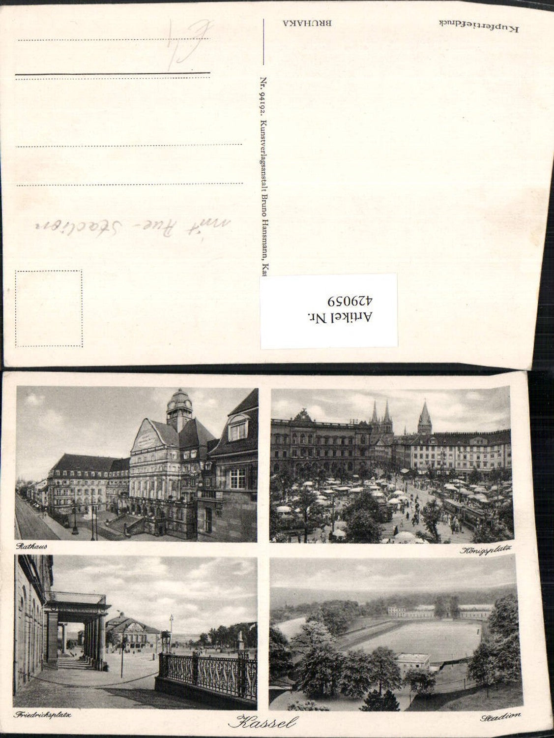 429059,Kassel Königsplatz Rathaus Stadion Friedrichsplatz Mehrbildkarte