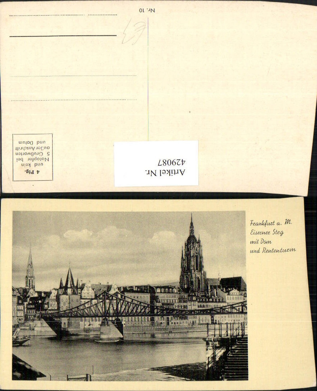 429087,Frankfurt am Main Eiserner Steg Brücke m. Dom u. Rententurm