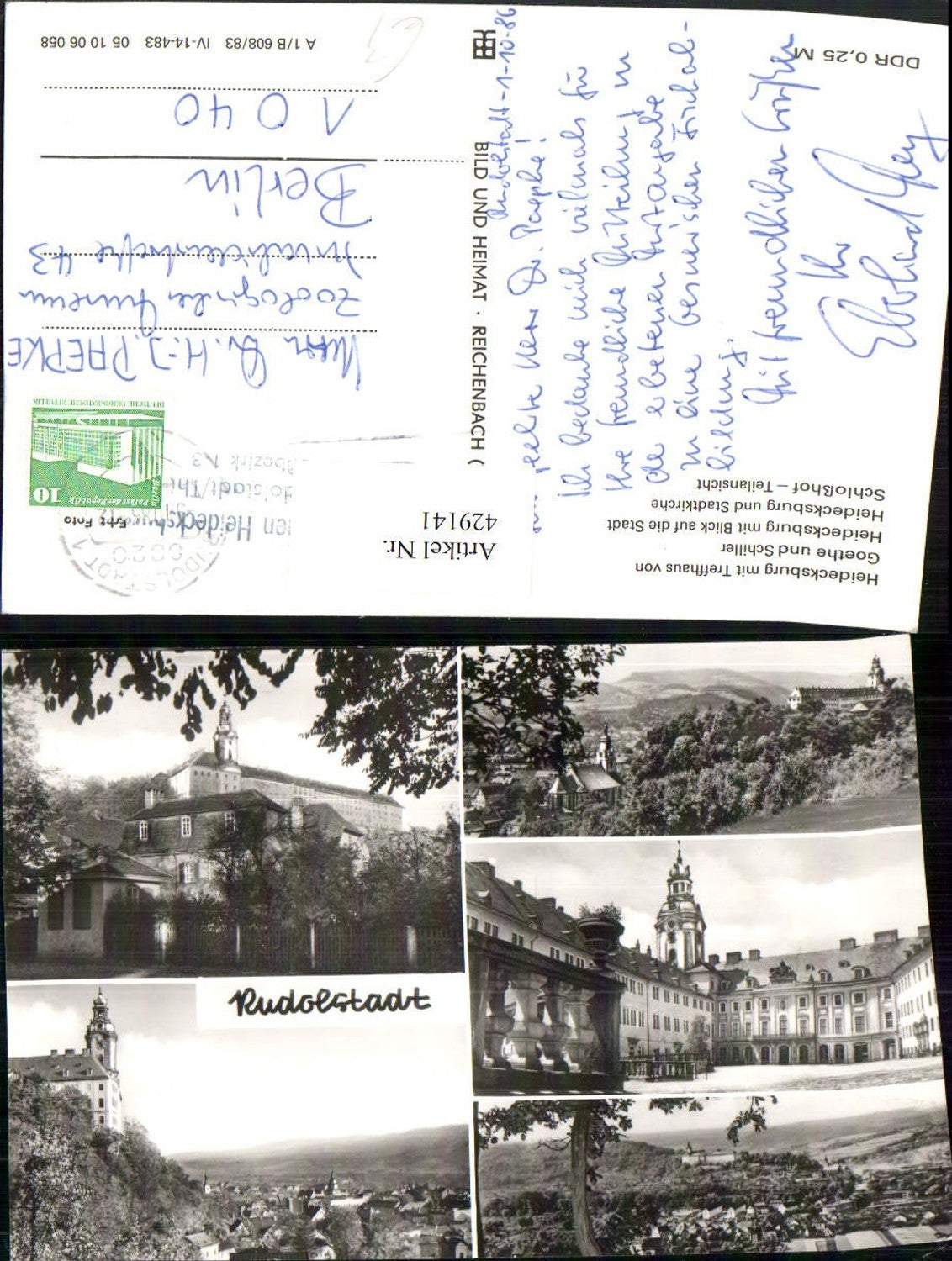 429141,Rudolstadt Totale Heidecksburg Schloss Hof Mehrbildkarte