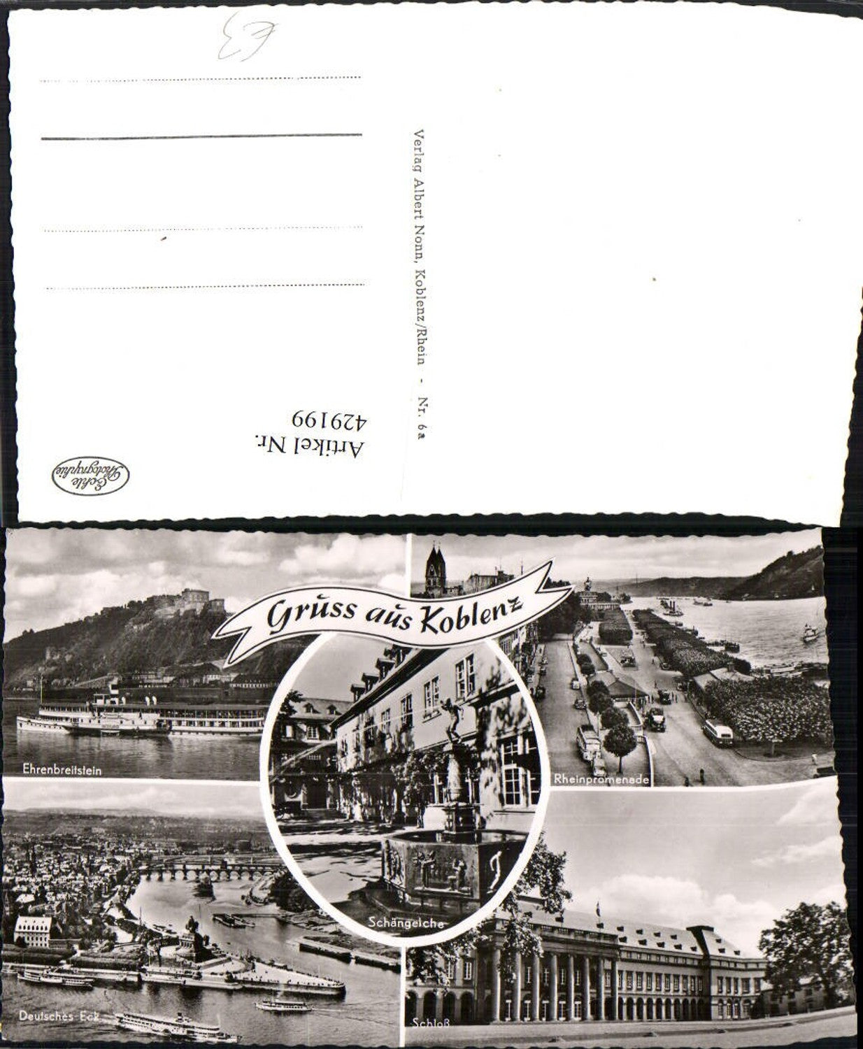 429199,Gruß aus Koblenz Totale Ehrenbreitstein Schloss Deutsches Eck Mehrbildkarte