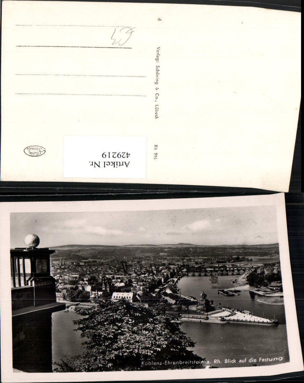 429219,Koblenz Ehrenbreitstein am Rhein Teilansicht Deutsches Eck