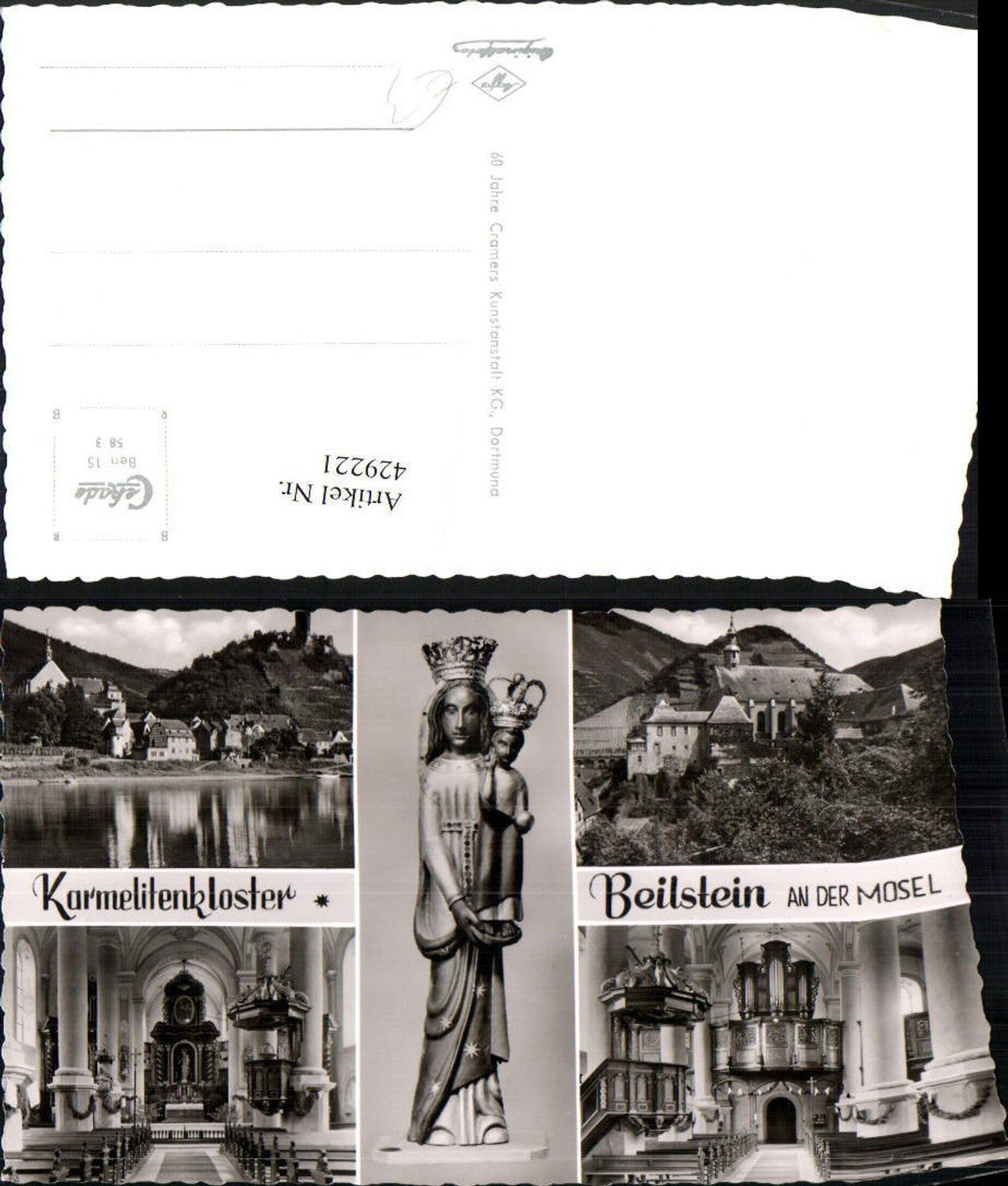 429221,Beilstein an d. Mosel Totale Karmelitenkloster Kirche Statue Mehrbildkarte