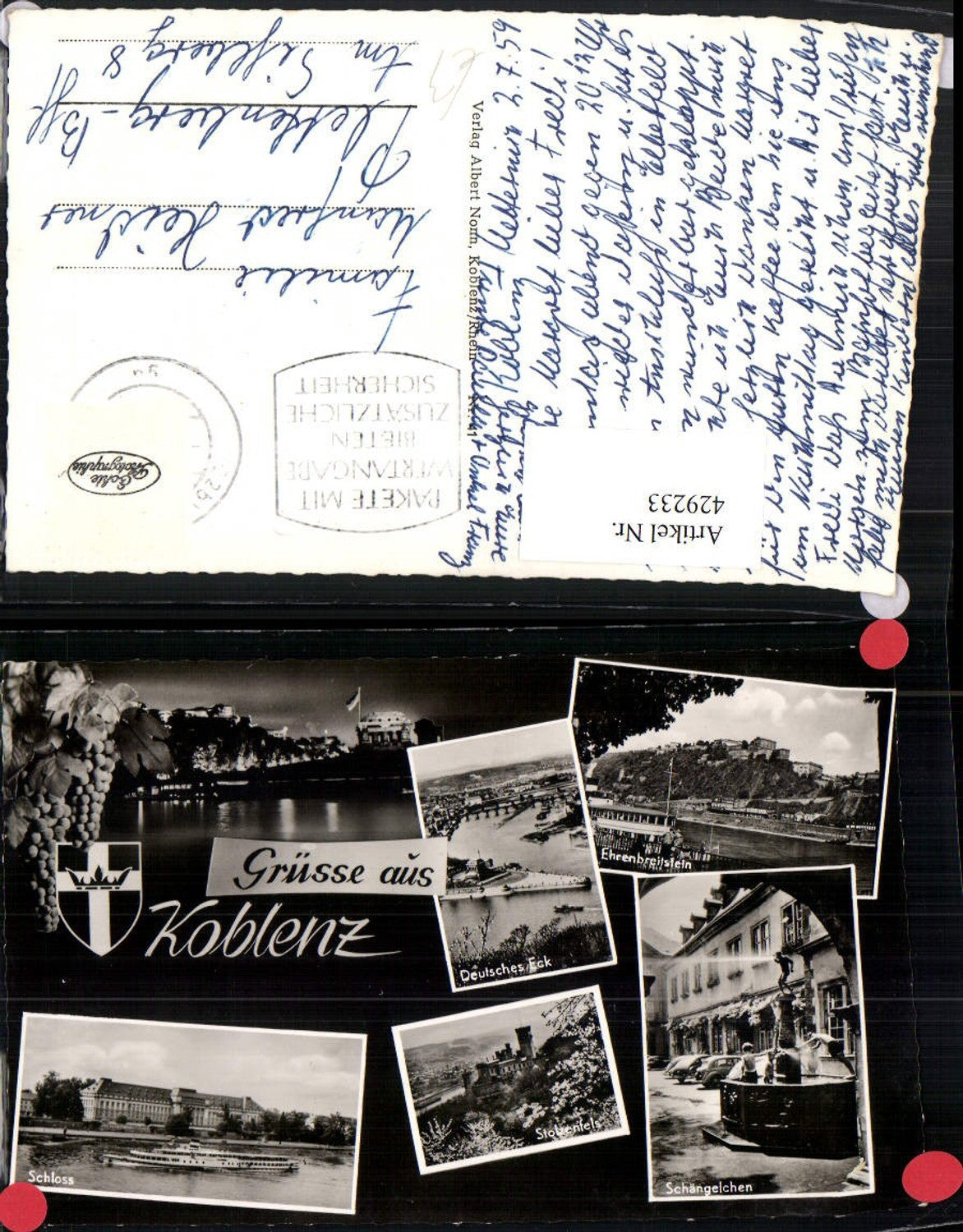 429233,Koblenz Ehrenbreitstein Deutsches Eck Schloss Brunnen Mehrbildkarte