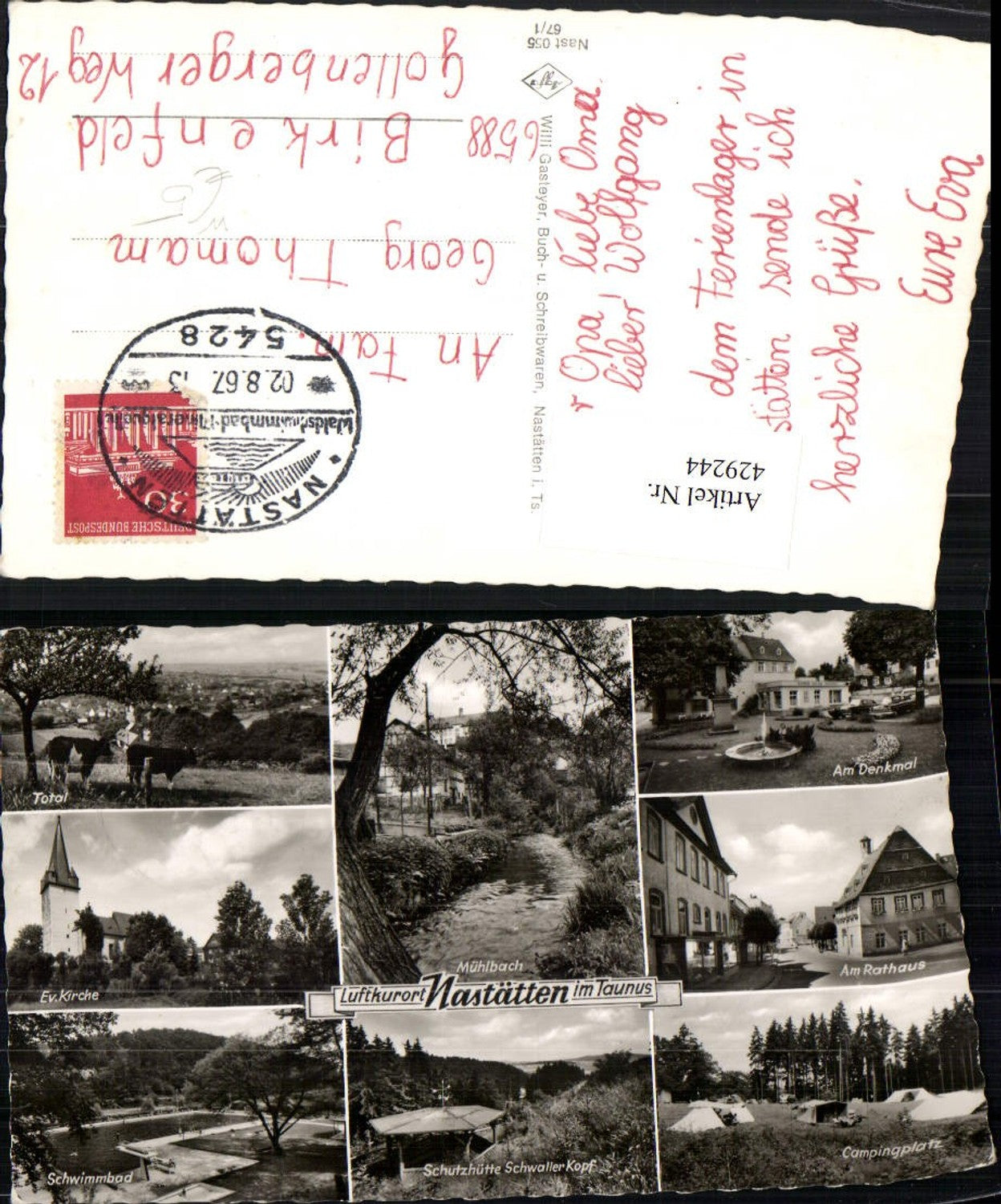 429244,Nastätten im Taunus Totale Rathaus Camping Kirche Freibad Mehrbildkarte