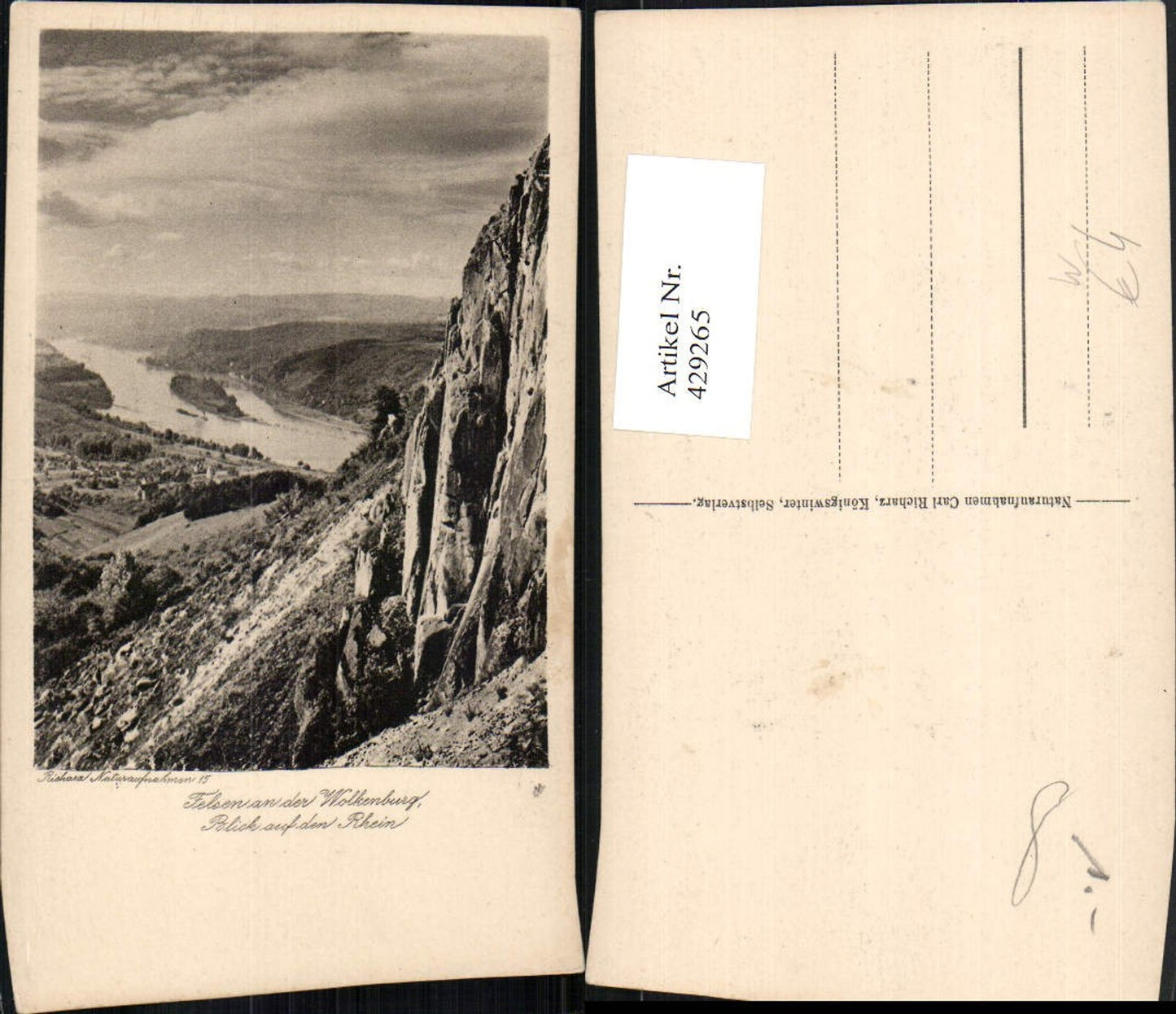 429265,Felsen an d. Wolkenburg b. Königswinter m. Blick auf den Rhein