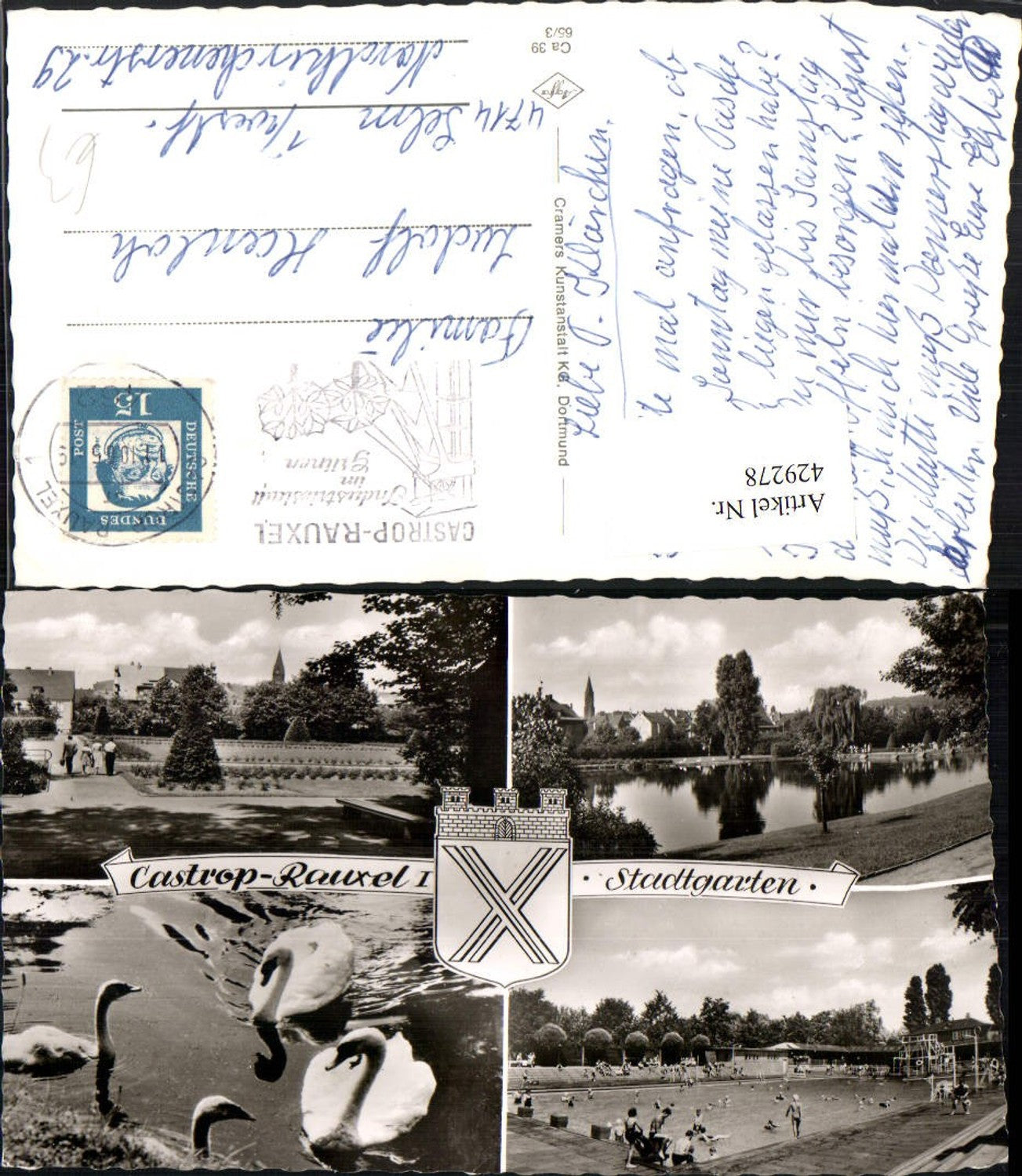 429278,Castrop-Rauxel Stadtgarten Freibad Schwäne Mehrbildkarte