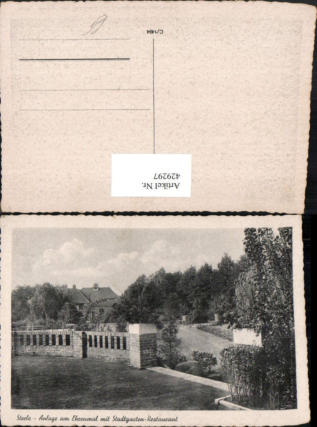 429297,Essen Steele Anlage am Ehrenmal m. Stadtgarten Restaurant