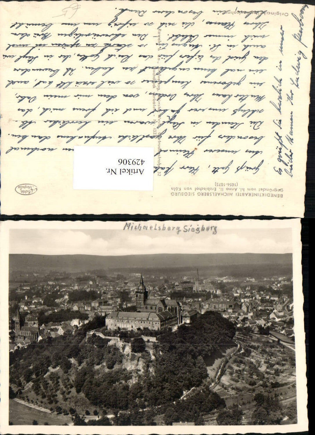 429306,Michaelsberg Siegburg Totale m. Benediktinerabtei Kloster