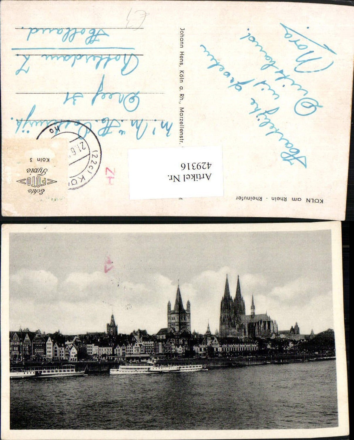 429316,Köln am Rhein Rheinufer Teilansicht Dom