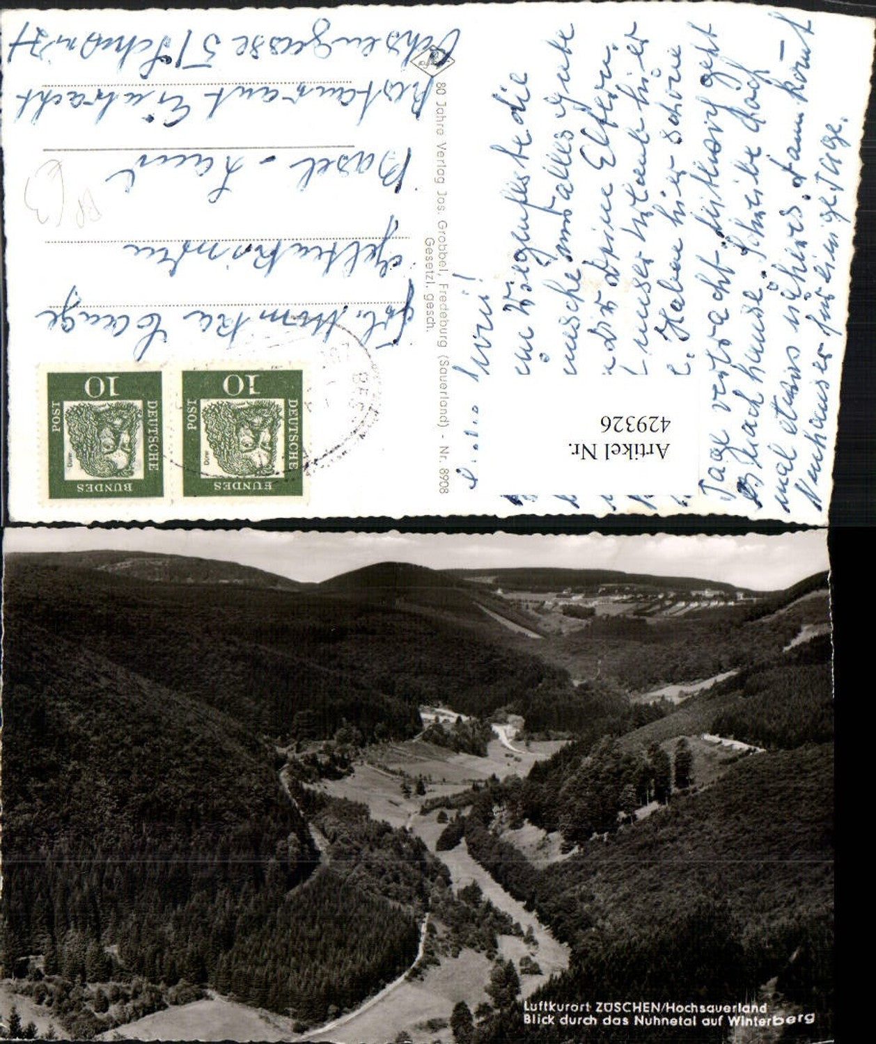429326,Züschen im Hochsauerland Nuhnetal m. Winterberg Bahnpost