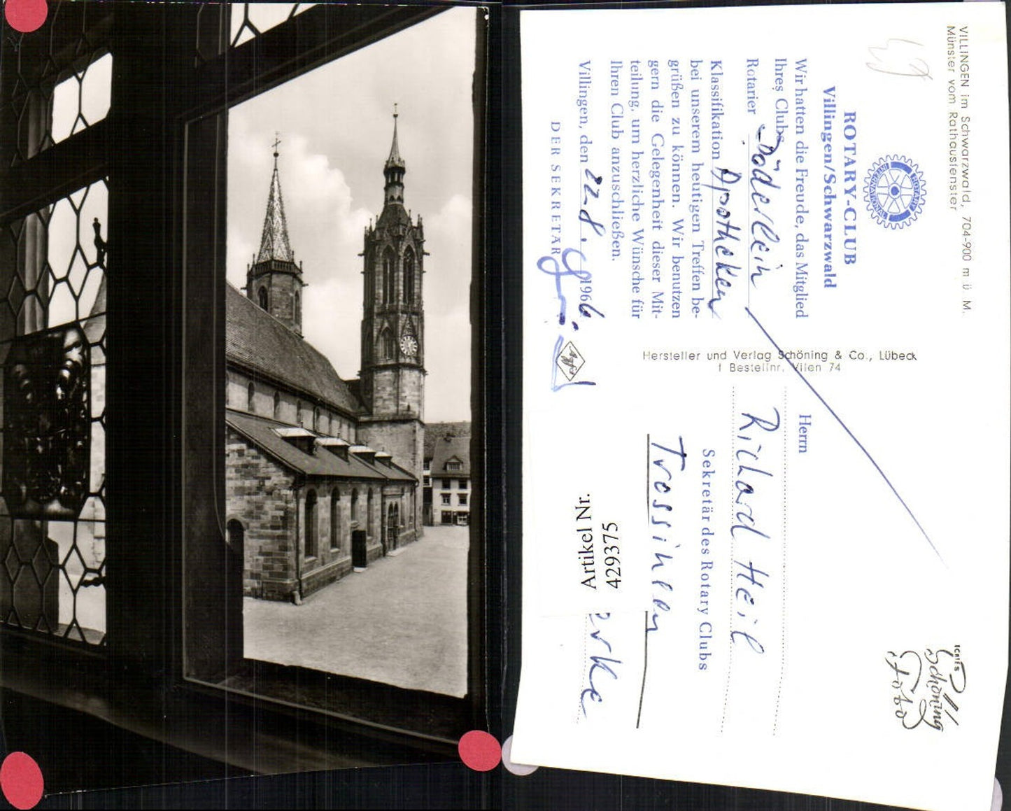 429375,Villingen im Schwarzwald Münster Kirche vom Rathausfenster