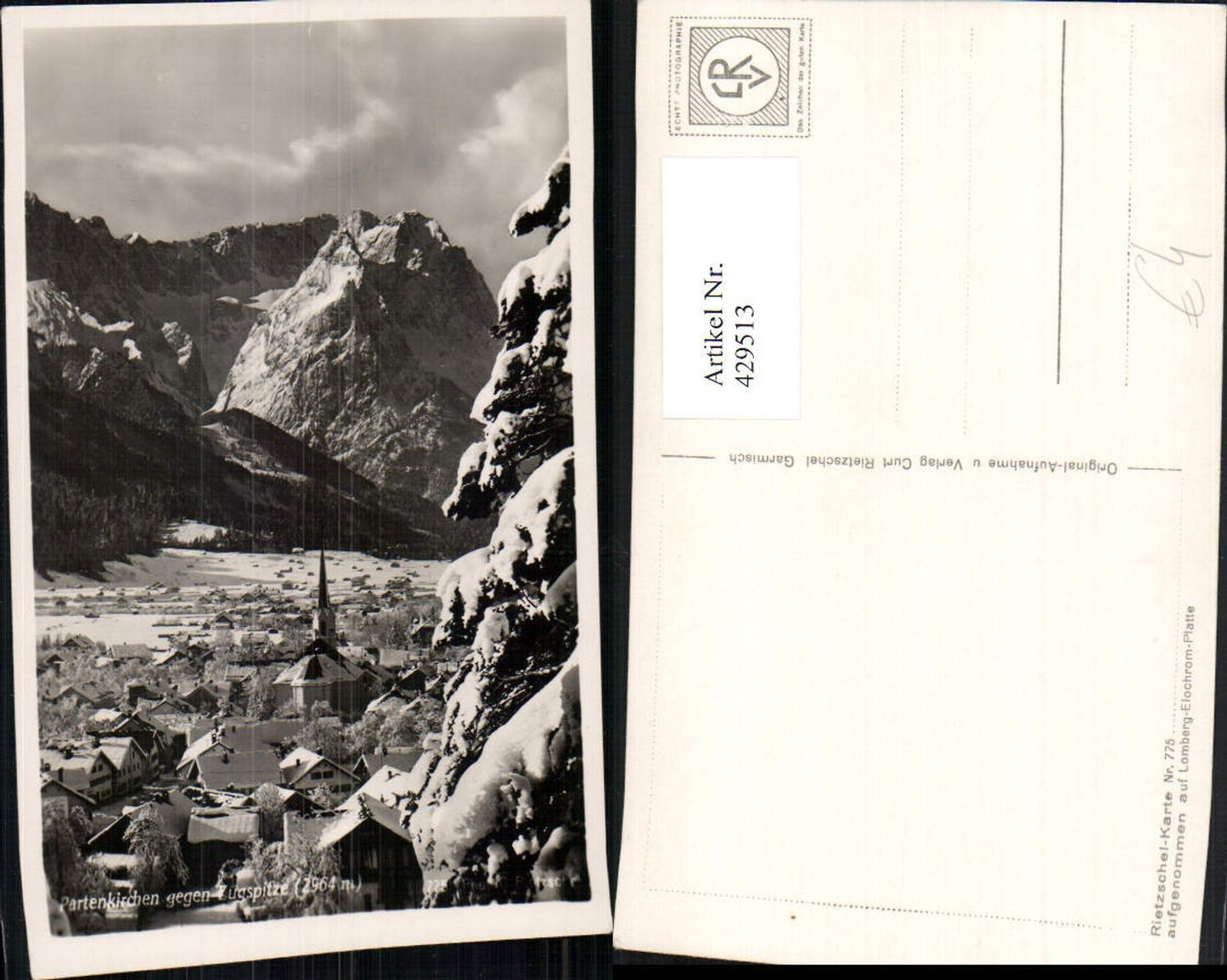 429513,Partenkirchen Totale geg. Zugspitze Bergkulisse Winterbild