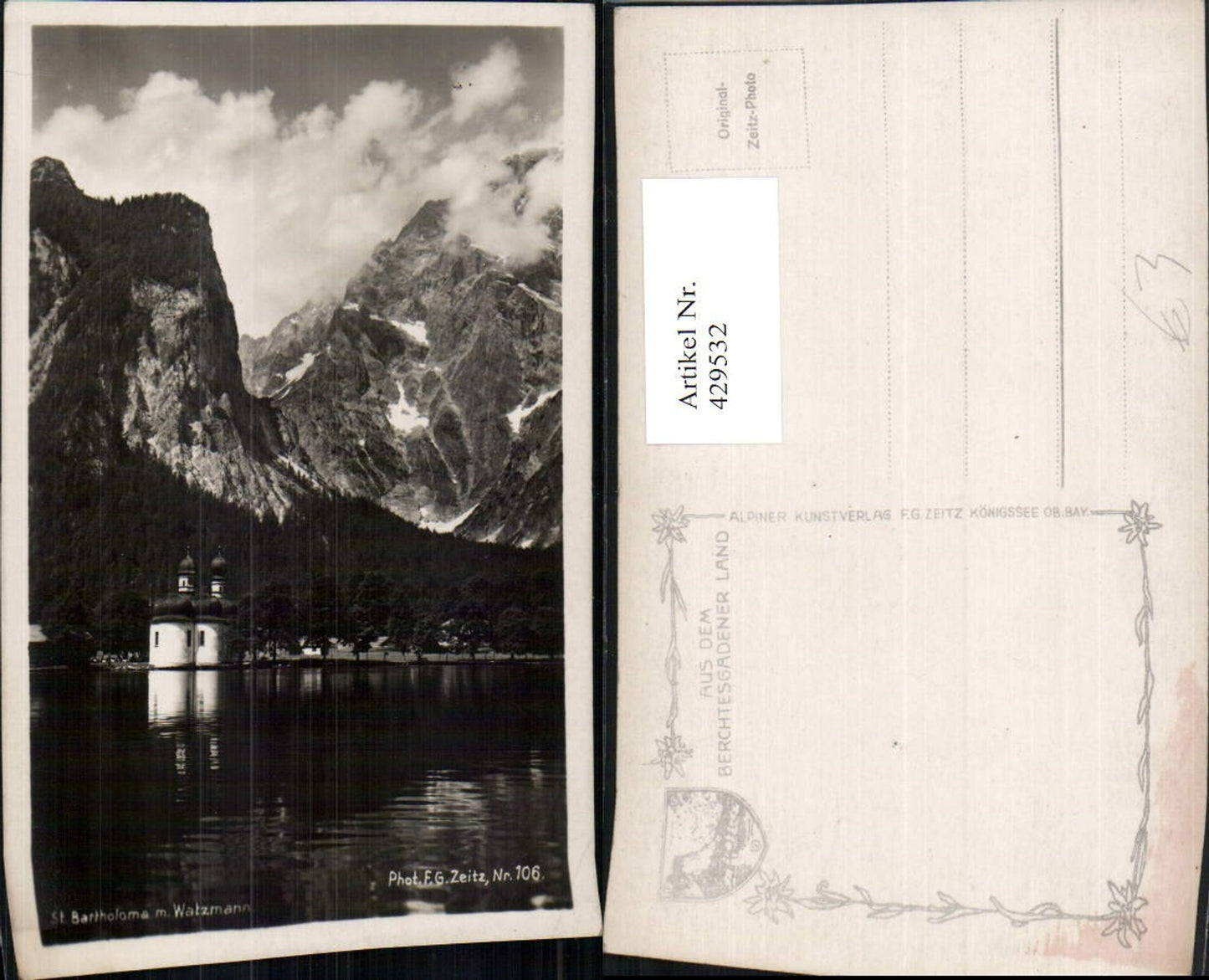 429532,St. Bartholomä Kirche m. Watzmann Bergkulisse